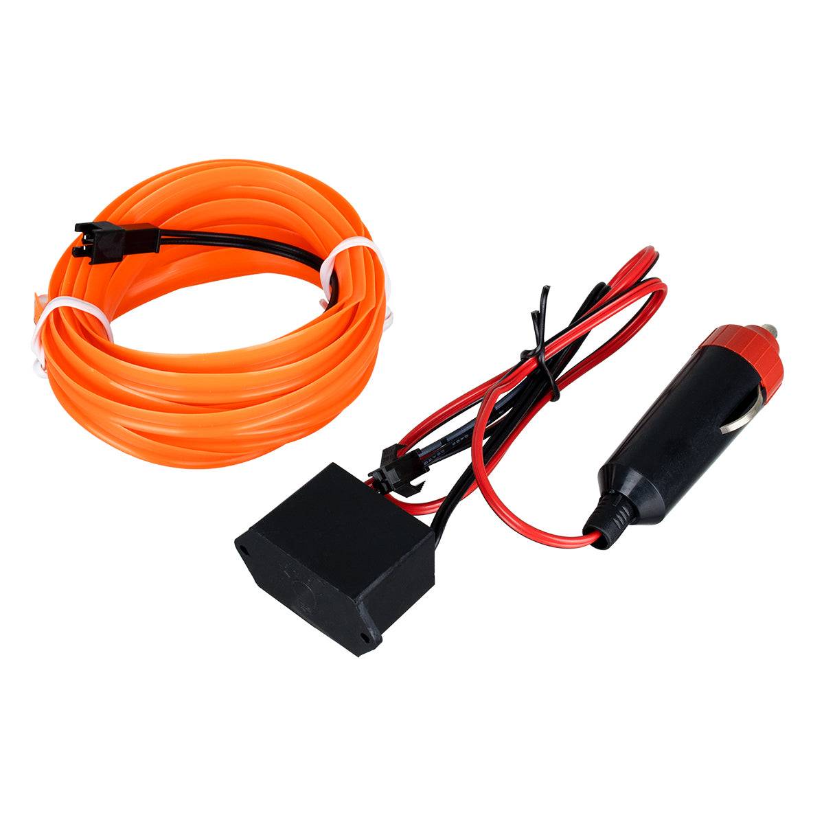 GloboStar® 82201 TUBE 360° Degree Διακοσμητική EL-Wire Neon Αυτοκινήτου Κορδόνι ΣΕΤ 3m 1W/3m 30lm/m 360° DC 12V με Βύσμα Αναπτήρα Αυτοκινήτου Αδιάβροχη IP68 Πορτοκαλί - ledmania.gr