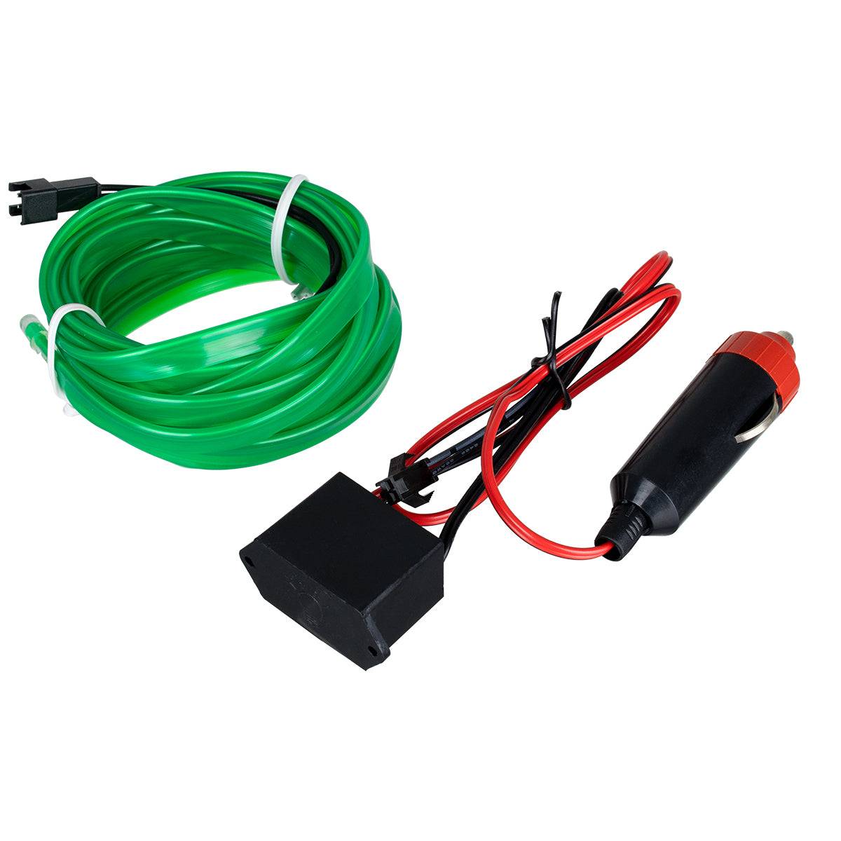 GloboStar® 82209 TUBE 360° Degree Διακοσμητική EL-Wire Neon Αυτοκινήτου Κορδόνι ΣΕΤ 3m 1W/3m 30lm/m 360° DC 12V με Βύσμα Αναπτήρα Αυτοκινήτου Αδιάβροχη IP68 Πράσινο - ledmania.gr