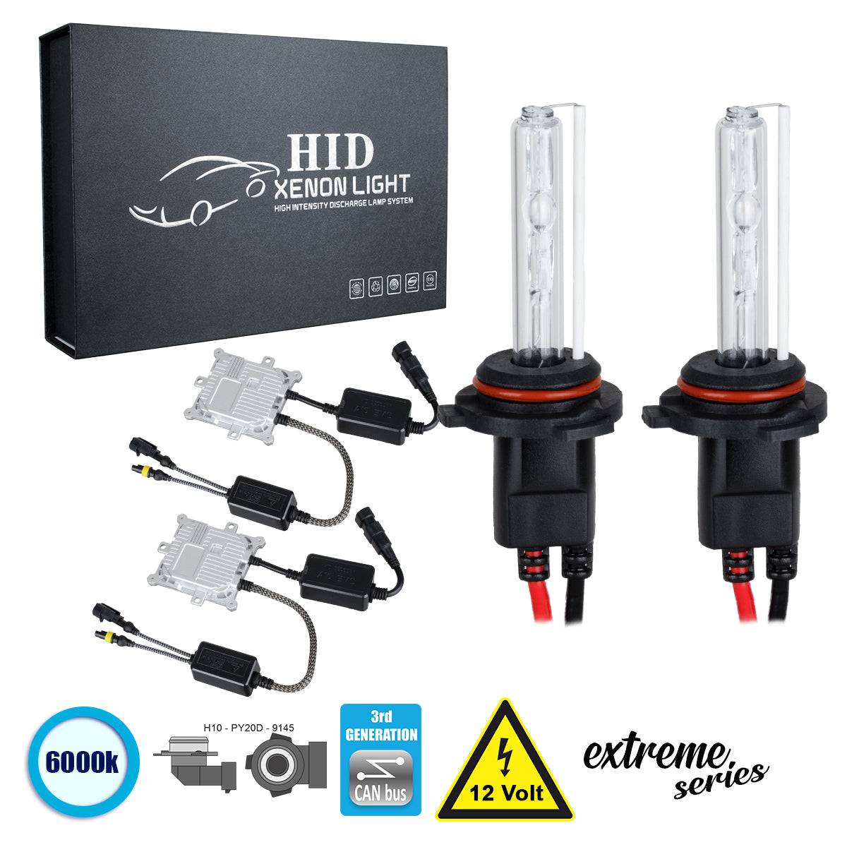 GloboStar® 84150 H10 XCB Line KIT Βασικού Φωτισμού Αυτοκινήτου & Μοτοσυκλέτας 3rd Generation Can-Bus Extreme Series XENON 110W 10350lm DC 9-16V Αδιάβροχο IP65 Ψυχρό Λευκό 6000K - ledmania.gr