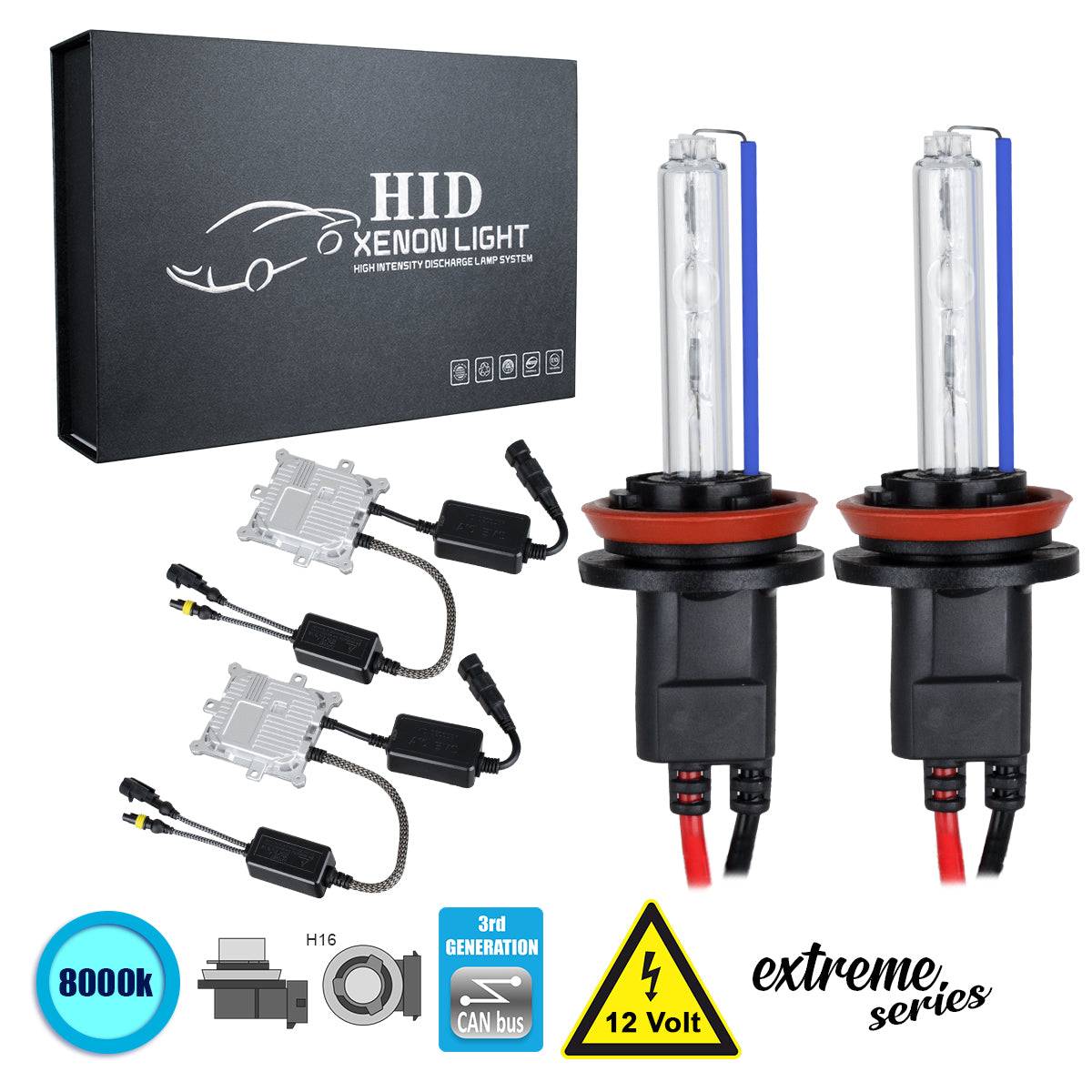 GloboStar® 84163 H16 XCB Line KIT Βασικού Φωτισμού Αυτοκινήτου & Μοτοσυκλέτας 3rd Generation Can-Bus Extreme Series XENON 110W 10350lm DC 9-16V Αδιάβροχο IP65 Ψυχρό Λευκό 8000K - ledmania.gr