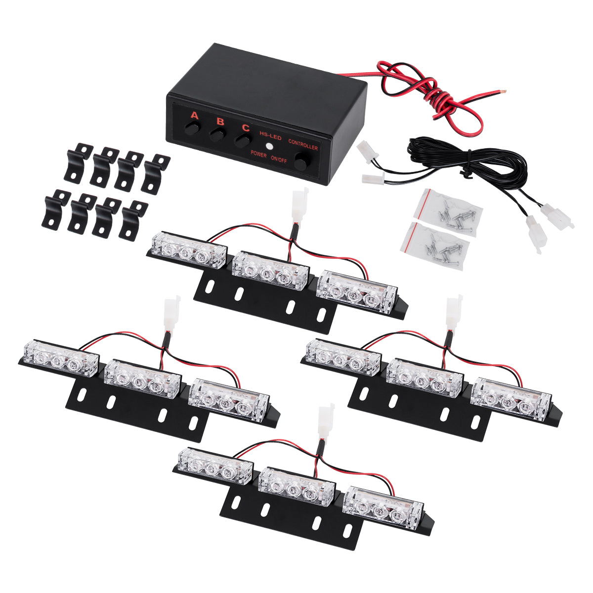 GloboStar® 85015 PRO Series ΣΕΤ 4 x Μπάρες Σήμανσης Οχήματος Οδικής Βοήθειας για Αυτοκίνητα & Φορτηγά 3 Προγραμμάτων Φωτισμού STROBE LED HIGH POWER 36W DC 10-30V Αδιάβροχο IP65 Πορτοκαλί Μ18 x Π4.5 x Υ3cm - 2 Χρόνια Εγγύηση - ledmania.gr