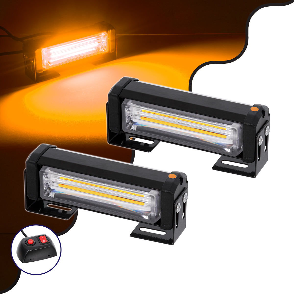 GloboStar® 85027 PRO Series ΣΕΤ 2 x Μπάρες Σήμανσης Οχήματος Οδικής Βοήθείας για Αυτοκίνητα & Φορτηγά 13 Προγραμμάτων Φωτισμού LED CREE CXB COB 18W DC 10-30V Αδιάβροχο IP65 Πορτοκαλί - ledmania.gr
