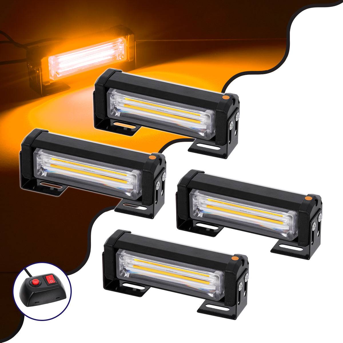 GloboStar® 85033 PRO Series ΣΕΤ 4 x Μπάρες Σήμανσης Οχήματος Οδικής Βοήθείας για Αυτοκίνητα & Φορτηγά 13 Προγραμμάτων Φωτισμού LED CREE CXB COB 36W DC 10-30V Αδιάβροχο IP65 Πορτοκαλί - ledmania.gr