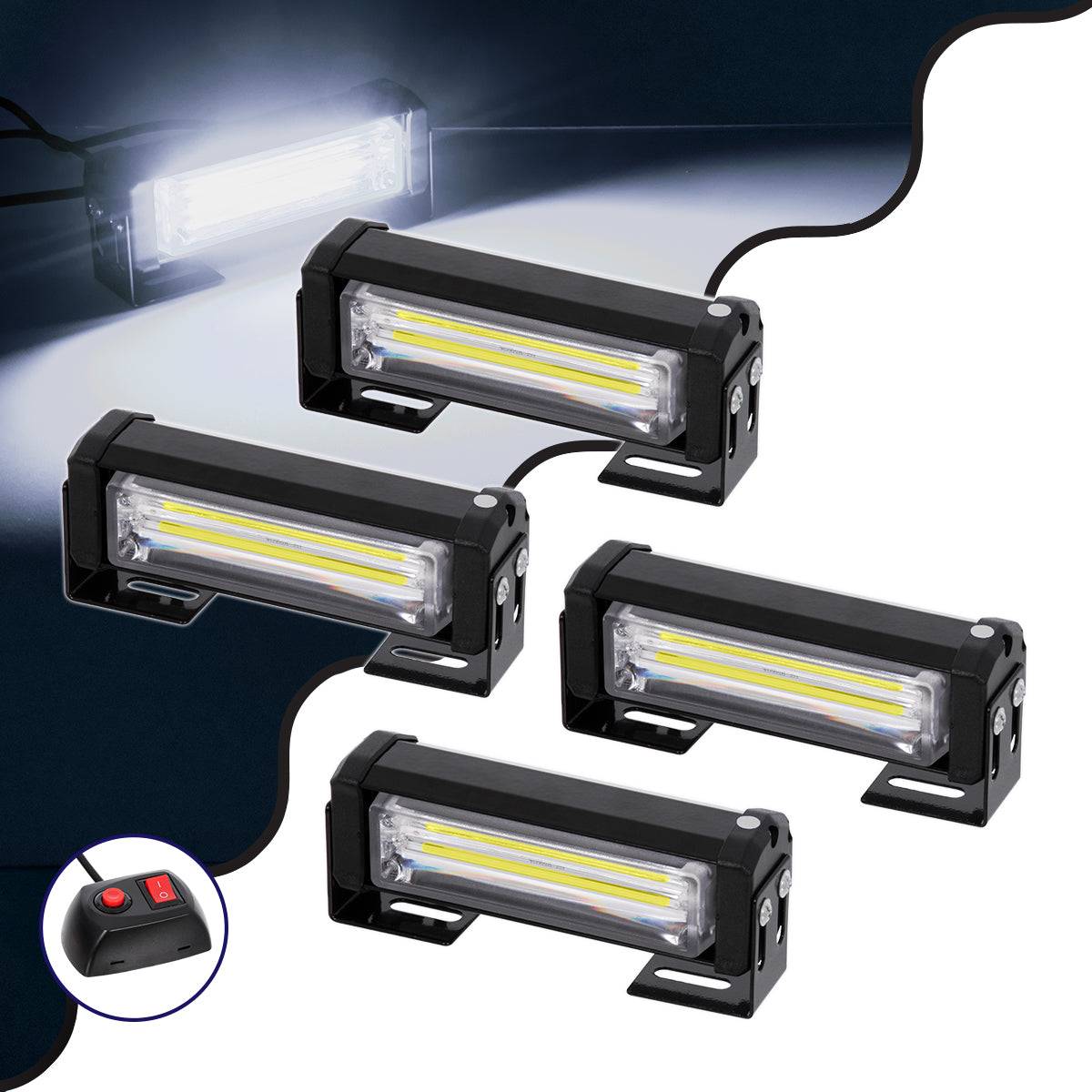 GloboStar® 85034 PRO Series ΣΕΤ 4 x Μπάρες Σήμανσης Οχήματος Ασθενοφόρου για Αυτοκίνητα & Φορτηγά 13 Προγραμμάτων Φωτισμού LED CREE CXB COB 36W DC 10-30V Αδιάβροχο IP65 Ψυχρό Λευκό 6000K - ledmania.gr