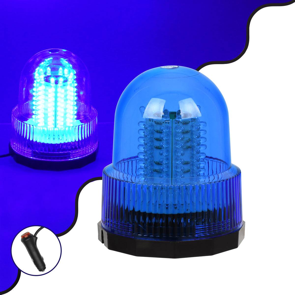 GloboStar® 85158 PRO Series Φάρος Σήμανσης Οχήματος Αστυνομίας για Αυτοκίνητα & Φορτηγά 6 Προγραμμάτων Φωτισμού STROBE LED 20W DC 10-30V Αδιάβροχος IP65 Μπλε - ledmania.gr