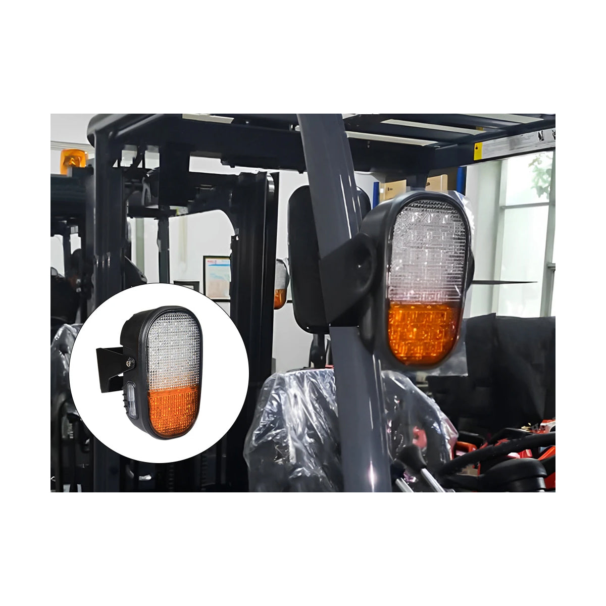 GloboStar® 85455 E57 ECE R10/R6/R7 Mark Σετ 2 x Φανάρια για TOYOTA & UNIVERSAL FORKLIFT Βασικού Φωτισμού για Οχήματα Περονοφόρα - Κλάρκ με Φλας LED 40W DC 10-80V Αδιάβροχα IP6K9K Πορτοκαλί & Ψυχρό Λευκό 6000K  Μ20 x Π8 x Υ12cm - ledmania.gr