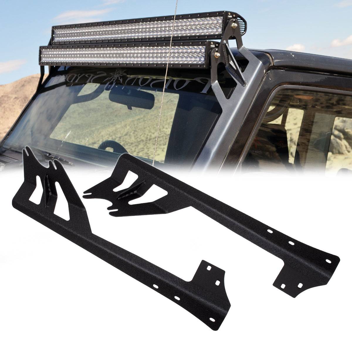 GloboStar® 85558 ΣΕΤ 2 Βάσεις Στήριξης για 2 Μπάρες LED για JEEP WRANGLER JK Μοντέλο από 2007 έως 2018 - ledmania.gr