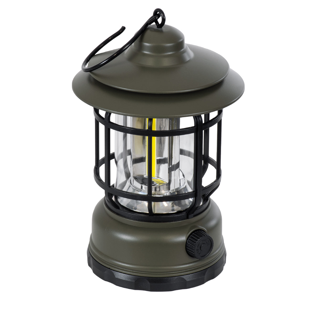 GloboStar® 85693 Αυτόνομο Επαναφορτιζόμενο Φανάρι Camping LED 5W USB 2.0 με Επαναφορτιζόμενη Μπαταρία 1 x 18650 2000mAh Li-ion - IP20 - Dimmable - Πράσινο Χακί με Διάφανο Γυαλί - Θερμό Λευκό 3000K Φ12 x Υ17cm - ledmania.gr