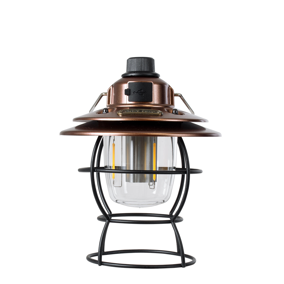 GloboStar® 85697 Αυτόνομο Φανάρι Camping LED 4W USB 2.0 με Επαναφορτιζόμενη Μπαταρία 1 x 18650 2000mAh Li-ion Power Bank IP20 Dimmable Καφέ με Διάφανο Γυαλί CCT Εναλλαγή Φωτισμού μέσω On/Off All In One Ψυχρό 6000K+Φυσικό 4500K+Θερμό 2700K Φ13.5 x Υ17.5cm - ledmania.gr