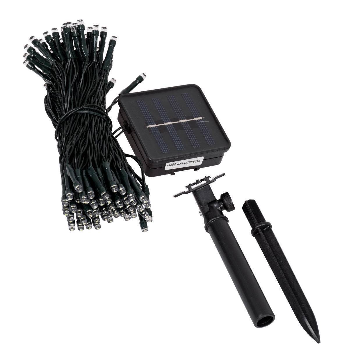 85809 Διακοσμητική Γιρλάντα 10 Μέτρων με Controller 8 Προγραμμάτων Φωτισμού - 100 LED 4W με Ενσωματωμένη Μπαταρία 600mAh - Φωτοβολταϊκό Πάνελ - Αισθητήρα Ημέρας-Νύχτας - Βάση Κήπου & Σκούρο Πράσινο Καλώδιο Αδιάβροχη IP65 Πολύχρωμη RGB Μ10m - ledmania.gr