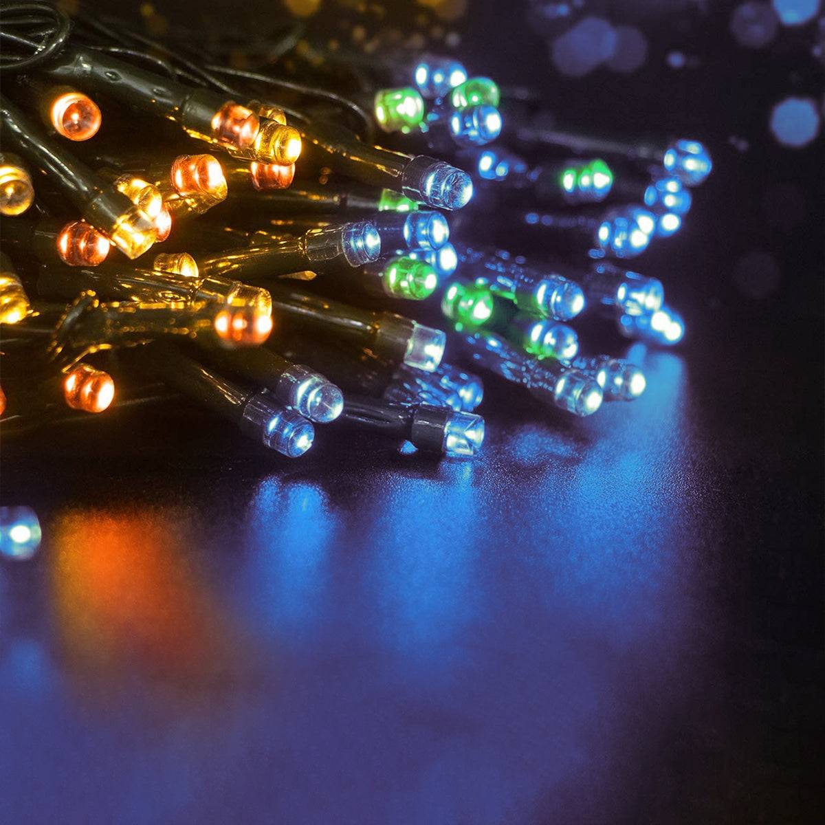 85809 Διακοσμητική Γιρλάντα 10 Μέτρων με Controller 8 Προγραμμάτων Φωτισμού - 100 LED 4W με Ενσωματωμένη Μπαταρία 600mAh - Φωτοβολταϊκό Πάνελ - Αισθητήρα Ημέρας-Νύχτας - Βάση Κήπου & Σκούρο Πράσινο Καλώδιο Αδιάβροχη IP65 Πολύχρωμη RGB Μ10m - ledmania.gr