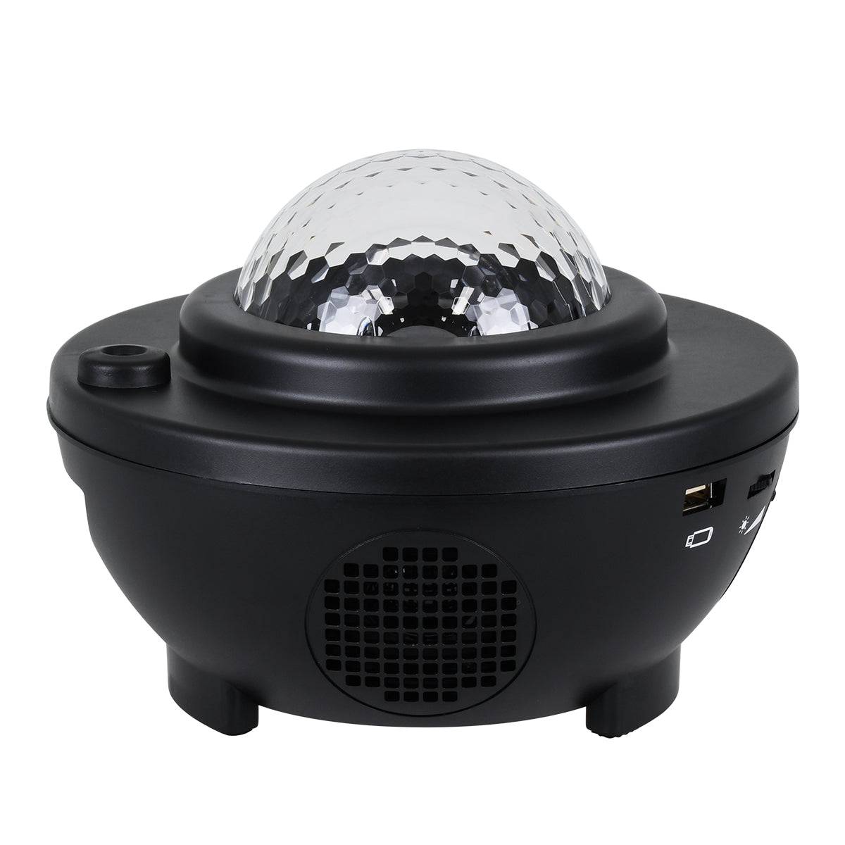 GloboStar® 85817 Μαύρο Επιτραπέζιο Διακοσμητικό Φωτιστικό Ειδικών Εφε NIGHT GALAXY WORLD 3D LED 10W DC 5V 2200mAh Επαναφορτιζόμενο με Bluetooth Speaker - Sound Activated - Καλώδιο Τροφοδοσίας USB και Ασύρματο Χειριστήριο RF 2.4Ghz Πολύχρωμo RGBW Dimmable - ledmania.gr