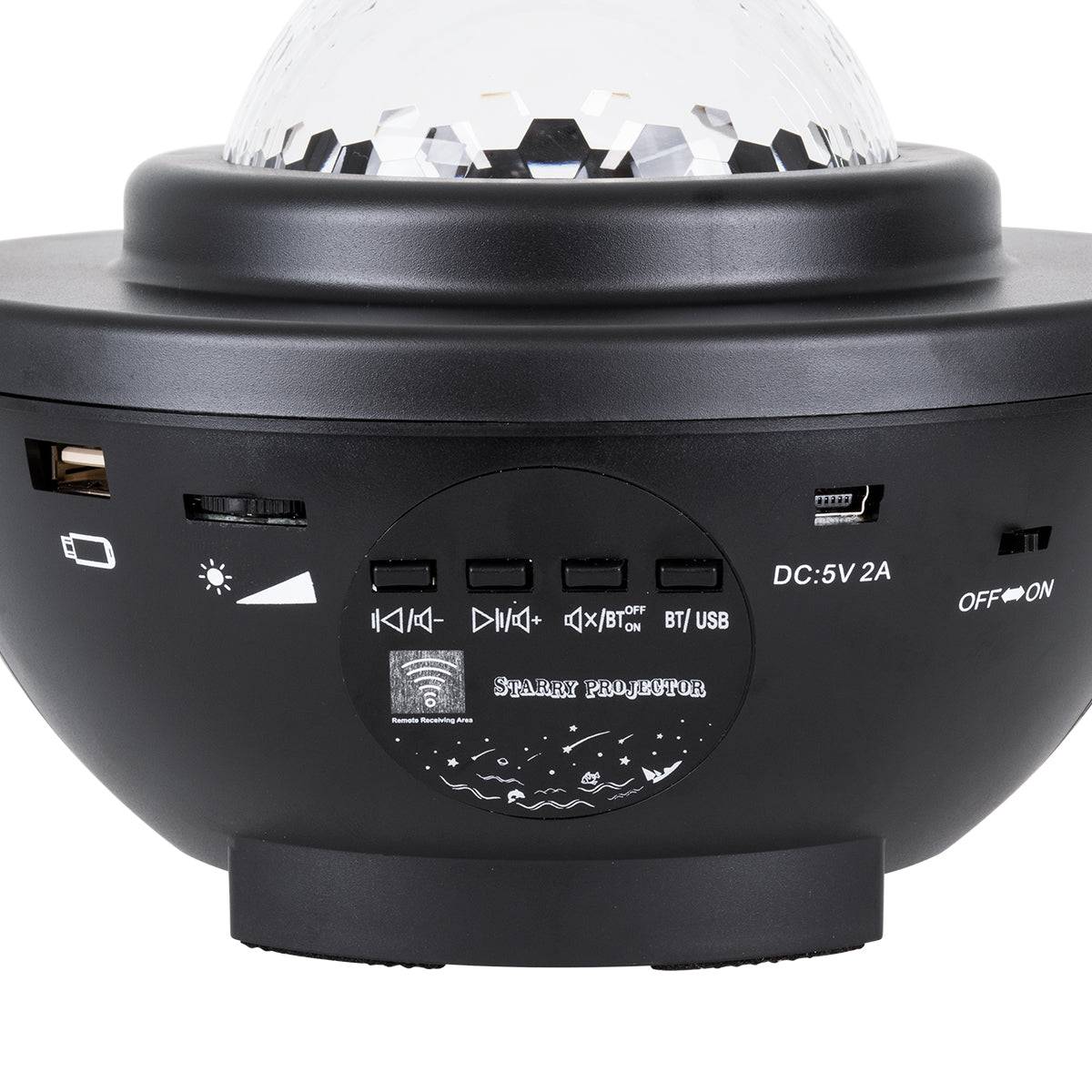 GloboStar® 85817 Μαύρο Επιτραπέζιο Διακοσμητικό Φωτιστικό Ειδικών Εφε NIGHT GALAXY WORLD 3D LED 10W DC 5V 2200mAh Επαναφορτιζόμενο με Bluetooth Speaker - Sound Activated - Καλώδιο Τροφοδοσίας USB και Ασύρματο Χειριστήριο RF 2.4Ghz Πολύχρωμo RGBW Dimmable - ledmania.gr