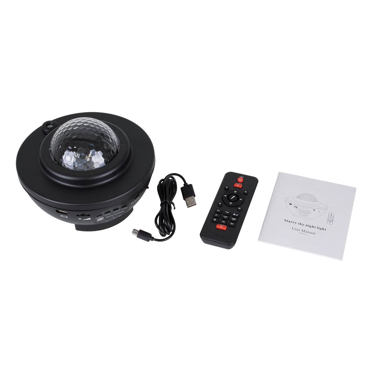 GloboStar® 85817 Μαύρο Επιτραπέζιο Διακοσμητικό Φωτιστικό Ειδικών Εφε NIGHT GALAXY WORLD 3D LED 10W DC 5V 2200mAh Επαναφορτιζόμενο με Bluetooth Speaker - Sound Activated - Καλώδιο Τροφοδοσίας USB και Ασύρματο Χειριστήριο RF 2.4Ghz Πολύχρωμo RGBW Dimmable - ledmania.gr
