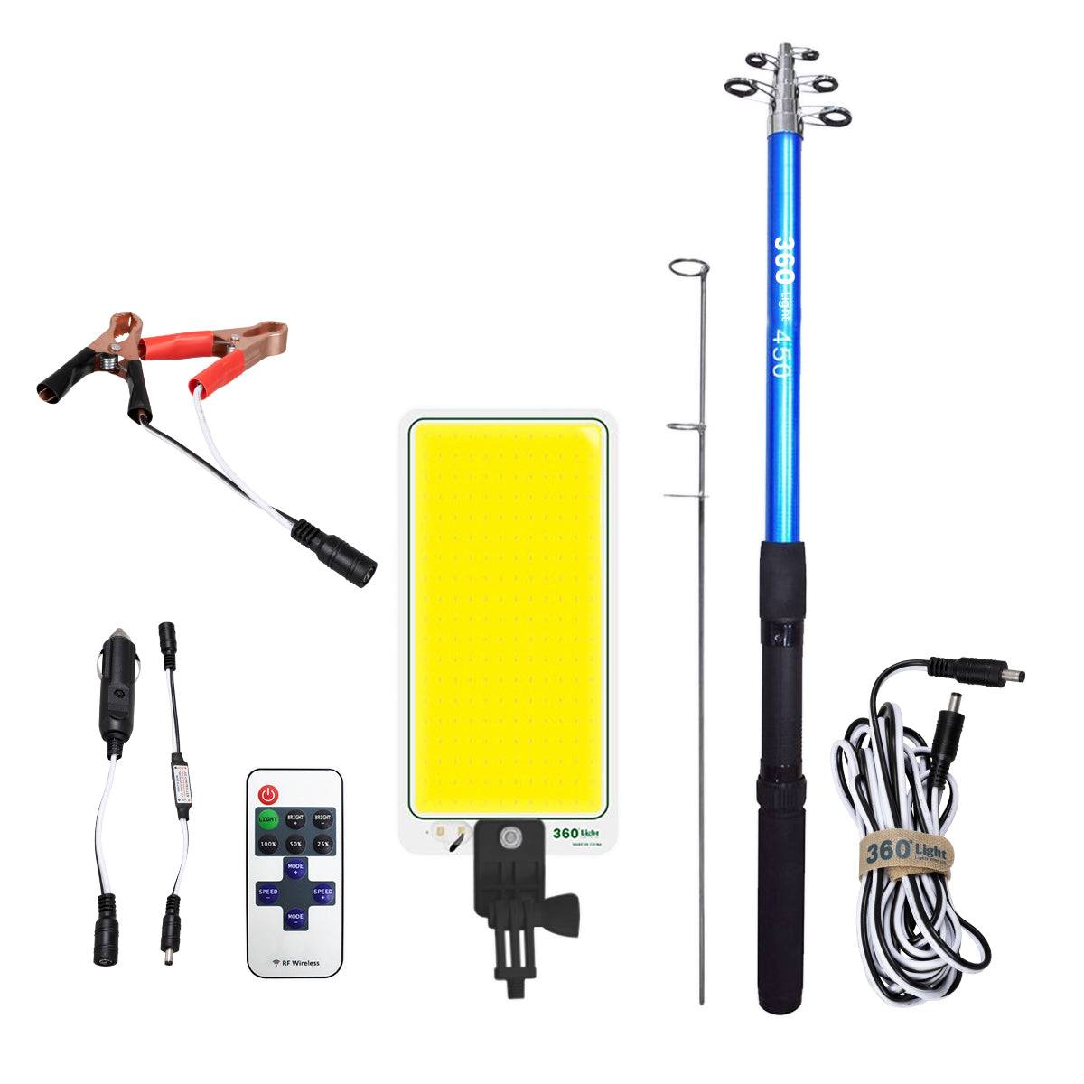 GloboStar® 85821 Τηλεσκοπικό Καλάμι Ψαρέματος 5m με Πάνελ Φωτισμού 800W 48000lm DC 12V Αδιάβροχο IP65 Ψυχρό Λευκό 6000K - ledmania.gr