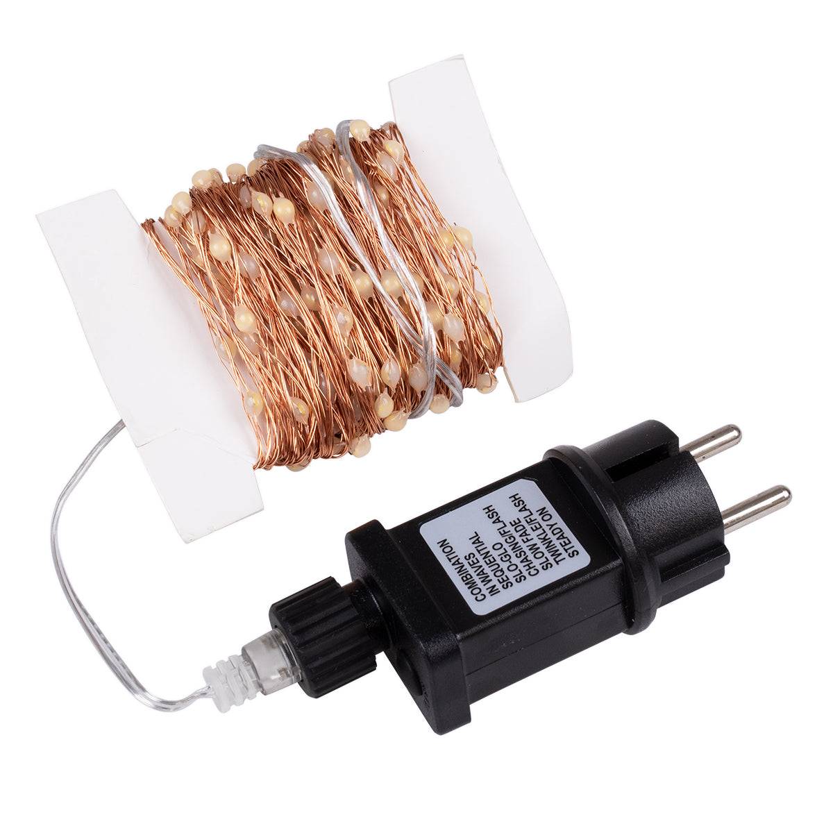 85842 Διακοσμητική Γιρλάντα 20 Μέτρα με Controller 8 Προγραμμάτων Εναλλαγών Φωτισμού - 200 LED 1.3W AC 230V με Χάλκινο Καλώδιο & Πρίζα Schuko Αδιάβροχη IP44 Θερμό Λευκό 3000K Μ20m - ledmania.gr