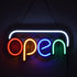 GloboStar® 85859 Φωτιστικό Ταμπέλα Φωτεινή Επιγραφή NEON LED Σήμανσης Animated OPEN 30W AC 230V με Διακόπτη On/Off και Ασύρματο Χειριστήριο IR Λευκό - Κόκκινο - Πράσινο - Κίτρινο - Γαλάζιο - ledmania.gr