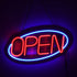 GloboStar® 85860 Φωτιστικό Ταμπέλα Φωτεινή Επιγραφή NEON LED Σήμανσης Animated Ovale OPEN 30W AC 230V με Διακόπτη On/Off και Ασύρματο Χειριστήριο IR Μπλε - Κόκκινο - ledmania.gr