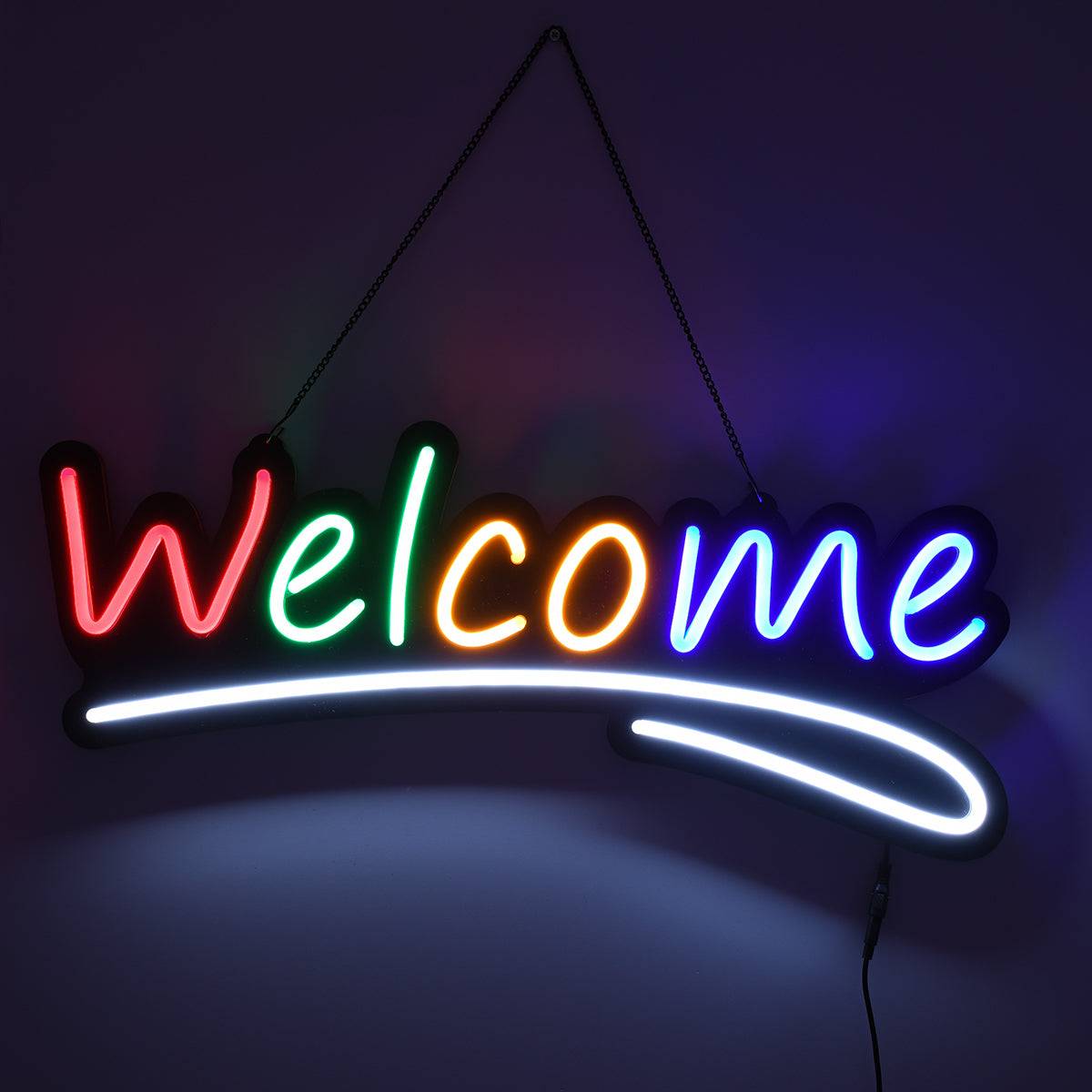 GloboStar® 85861 Φωτιστικό Ταμπέλα Φωτεινή Επιγραφή NEON LED Σήμανσης Animated WELCOME 30W AC 230V με Διακόπτη On/Off και Ασύρματο Χειριστήριο IR Κόκκινο - Πράσινο - Κίτρινο - Μπλε - Λευκό - ledmania.gr