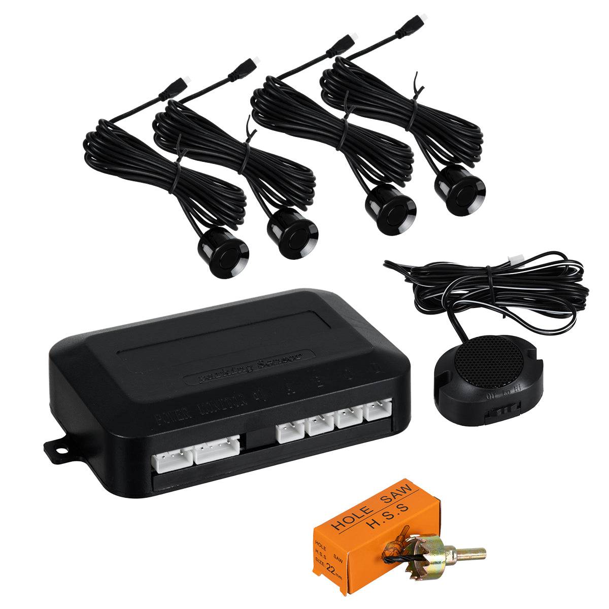 GloboStar® 86000 Σύστημα Παρκαρίσματος Parktronic DC 12V με 4 Μαύρους Αισθητήρες και Ηχείο (Buzzer) - ledmania.gr