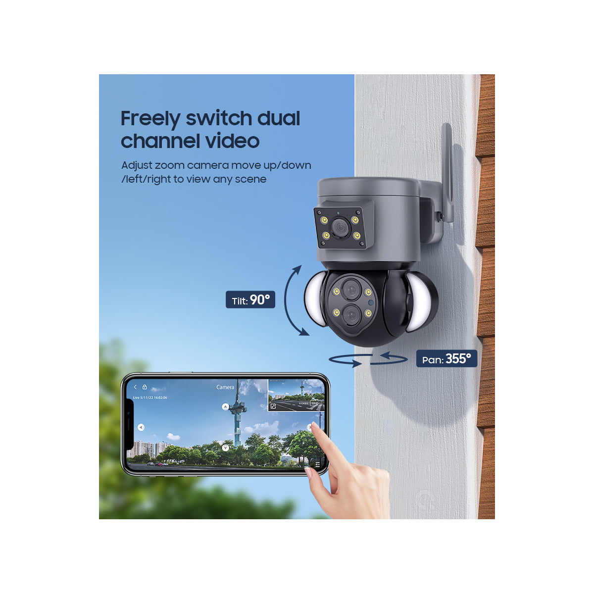 GloboStar® 86077 Επιτοίχια Κάμερα Πρίζας WiFi HD 1080P 350° Διπλή Κατέυθυνση Ομιλίας & Ανιχνευτή Κίνησης - Απομακρυσμένος Έλεγχος - Αδιάβροχη IP65 - Γρι Μαύρο - Μ15 x Π14.5 x Y15cm - 2 Χρόνια Εγγύηση - ledmania.gr