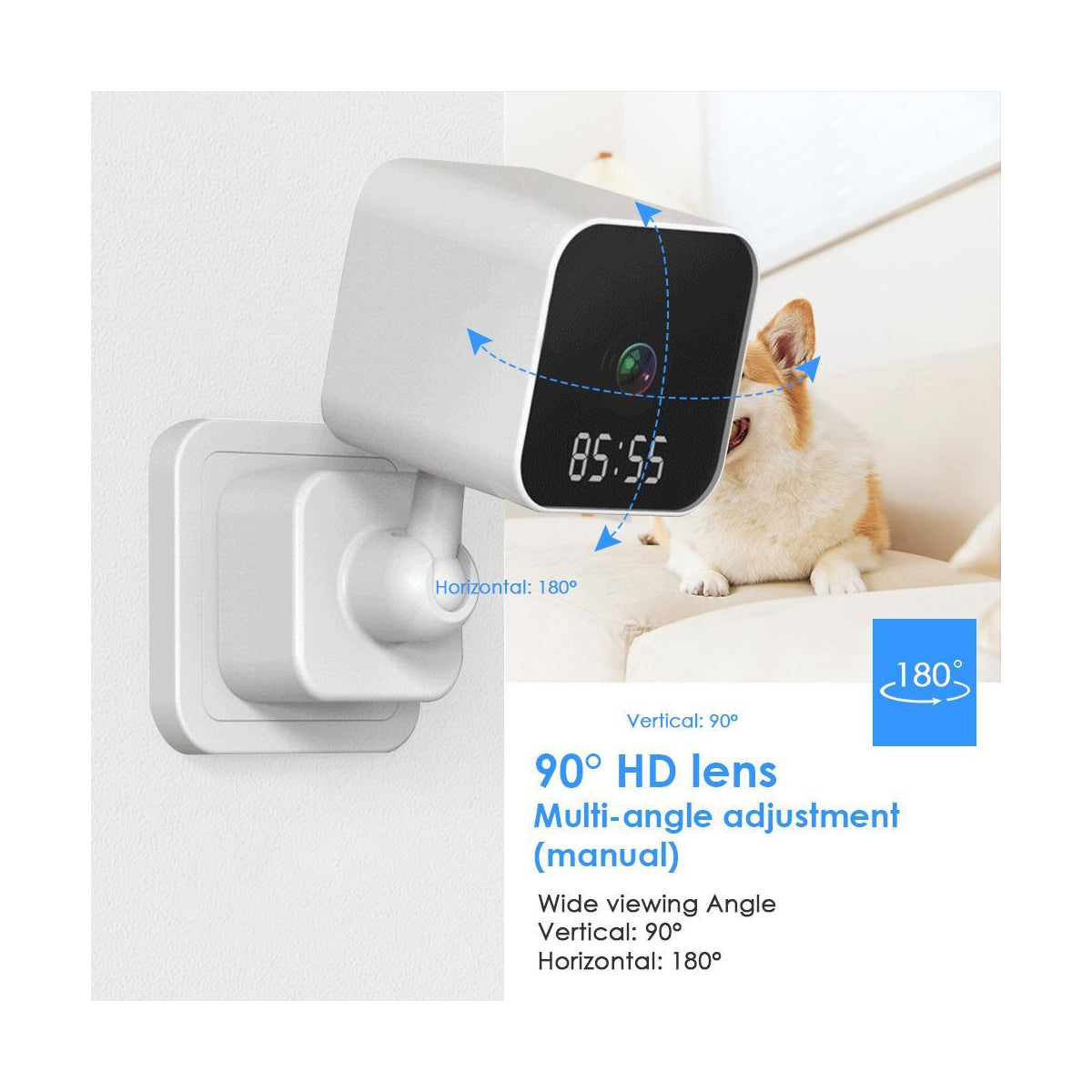 GloboStar® 86082 Επιτοίχια Κάμερα Πρίζας WiFi HD 1080P 350° Διπλή Κατέυθυνση Ομιλίας & Ανιχνευτή Κίνησης - Απομακρυσμένος Έλεγχος IP20 - Μαύρο - Μ6 x Π5.5 x Υ16cm - 2 Χρόνια Εγγύηση - ledmania.gr