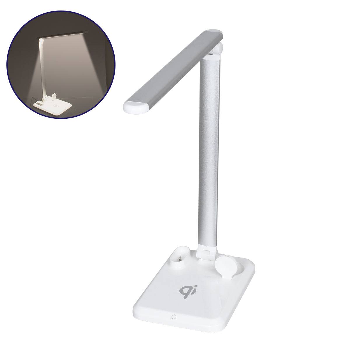 GloboStar® 86101 CHATEAU Μοντέρνο Φωτιστικό Γραφείου Λευκό LED 10 Watt 1000lm DC 5V Αφής & Καλώδιο Τροφοδοσίας USB με Ασύρματη Φόρτιση - Wireless Charger για Τηλέφωνα και Earphones Φυσικό Λευκό 4500K - ledmania.gr