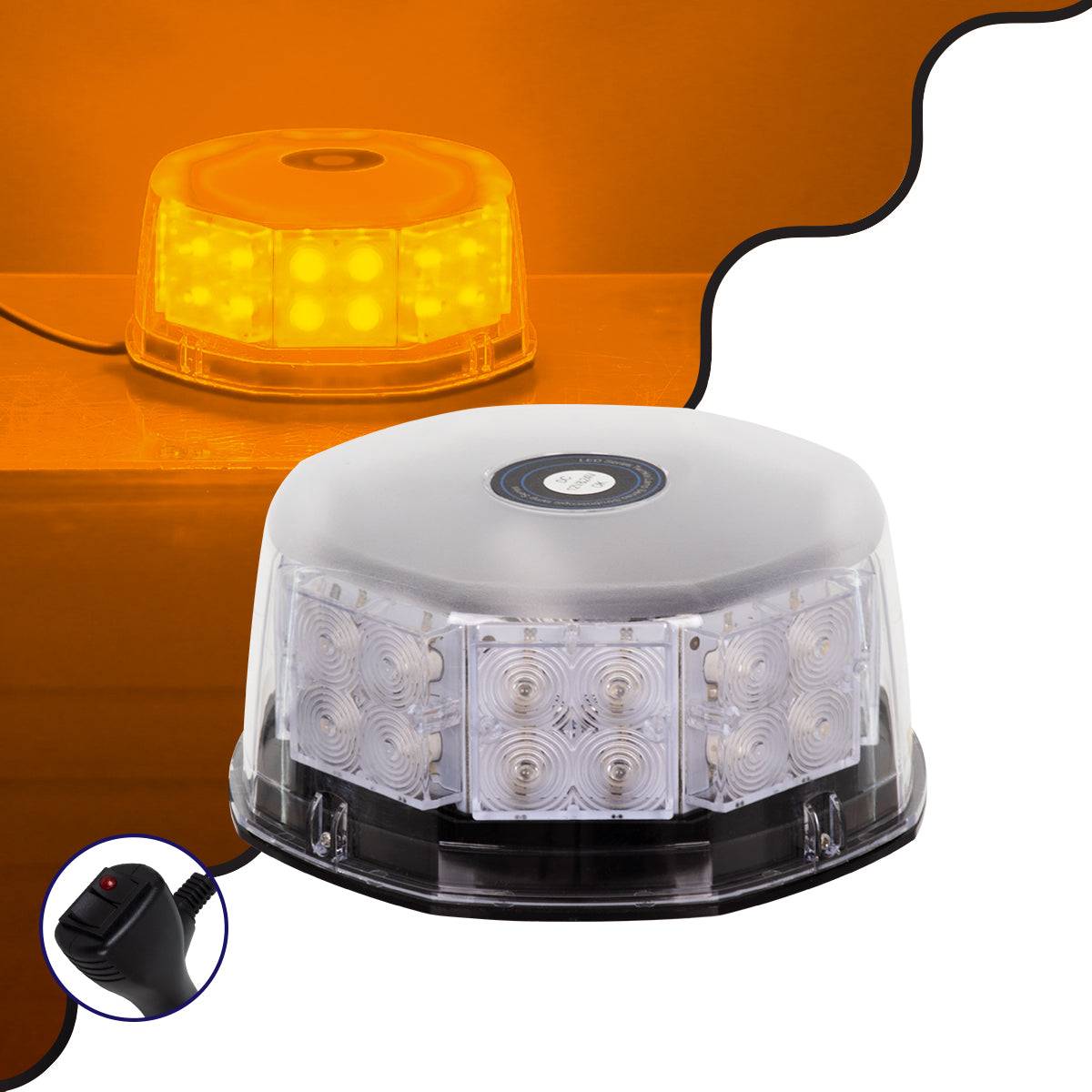 GloboStar® 85165 PRO Series Φάρος Σήμανσης Οχήματος Οδικής Βοήθείας για Αυτοκίνητα & Φορτηγά 6 Προγραμμάτων Φωτισμού STROBE LED 40W DC 10-30V Αδιάβροχος IP65 Πορτοκαλί - ledmania.gr