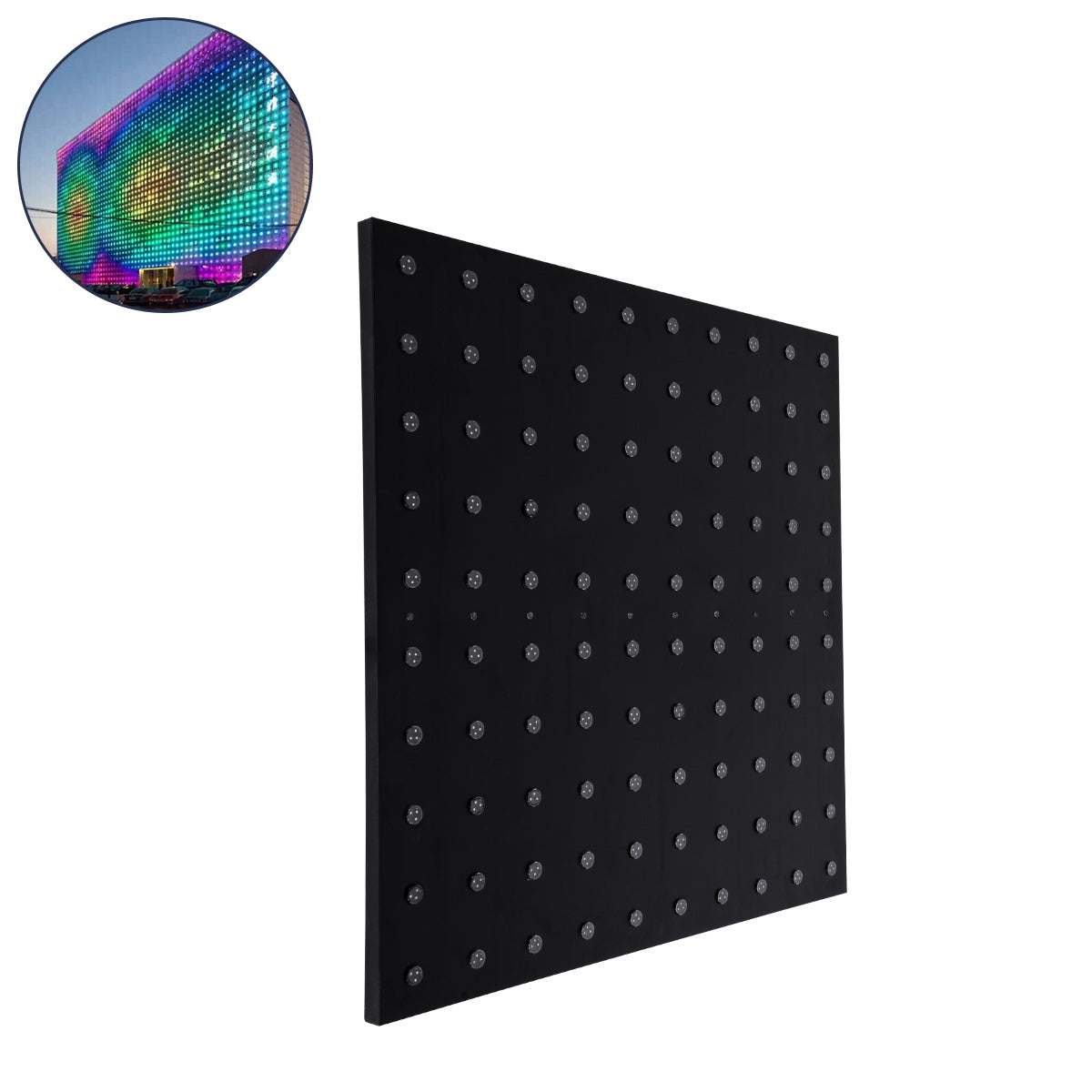 GloboStar® 90117 Digital Pixel Addressable Facade Panel - Ψηφιακό Πάνελ Πρόσοψης Κτιρίων LED SMD 3535 75W/m2 100LED/m2 100PIXEL/m2 SPI/TTL Protocol IC UCS512B 4500lm/m2 120° DC 12V IP67 RGB - Μαύρο Σώμα - Μ100 x Π100 x Υ3cm - ledmania.gr