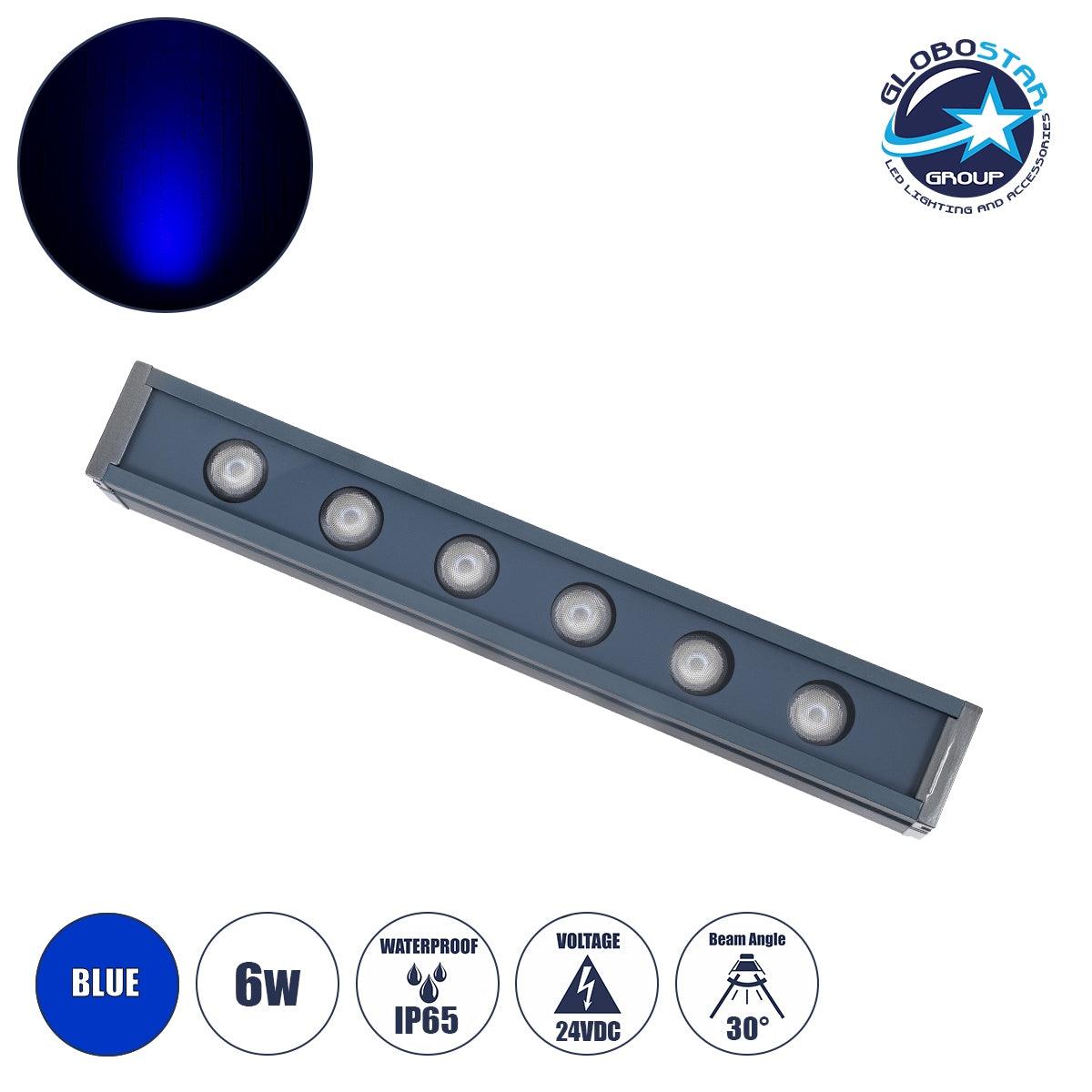 90182 Μπάρα Φωτισμού Wall Washer LED 6W 600lm 30° DC 24V Αδιάβροχο IP65 Μ30 x Π4 x Υ5cm Μπλε - Γκρι Ανθρακί - ledmania.gr