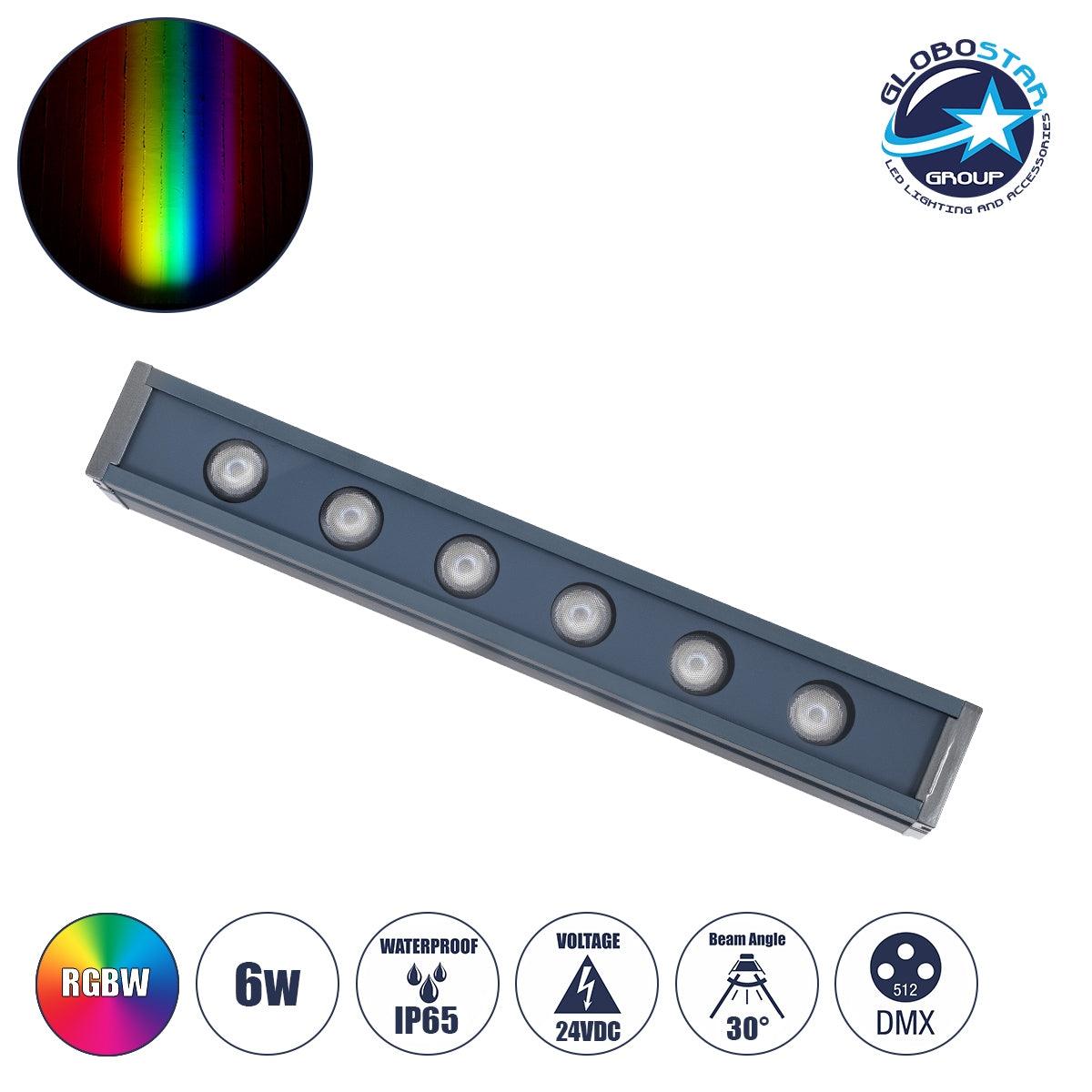 90184 Μπάρα Φωτισμού Wall Washer LED 6W 630lm 30° DC 24V Αδιάβροχο IP65 Μ30 x Π4 x Υ5cm Πολύχρωμο RGBW DMX512 - Γκρι Ανθρακί - ledmania.gr
