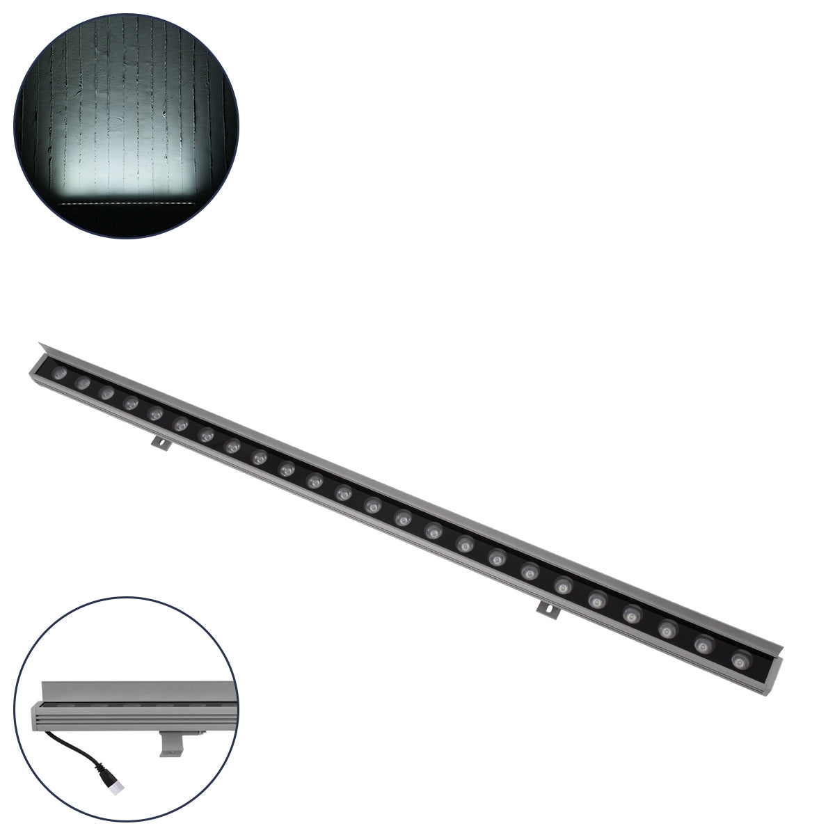GloboStar® WASHER-FAIA 90188 Μπάρα Φωτισμού Wall Washer με Αντιθαμβωτική Γρίλια LED 24W 2400lm 15° DC 24V Αδιάβροχο IP65 L100 x W4 x H5.5cm Ψυχρό Λευκό 6000K - Ασημί - ledmania.gr