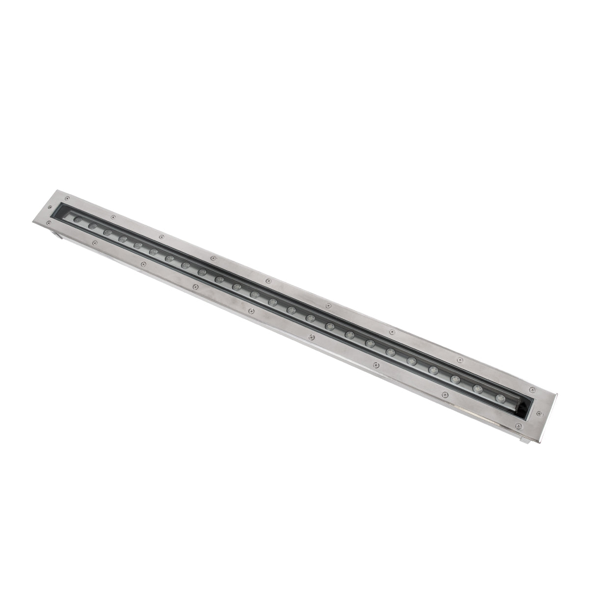GloboStar® UNDERGROUND-MINA 90197 Χωνευτό Φωτιστικό Wall Washer Δαπέδου LED 24W 2040lm 10° DC 24V Αδιάβροχο IP68 με Ρυθμιζόμενη Γωνία Φωτισμού L108 x W9 x H7.5cm RGBW DMX512 - Ανοξείδωτο Ατσάλι - ledmania.gr
