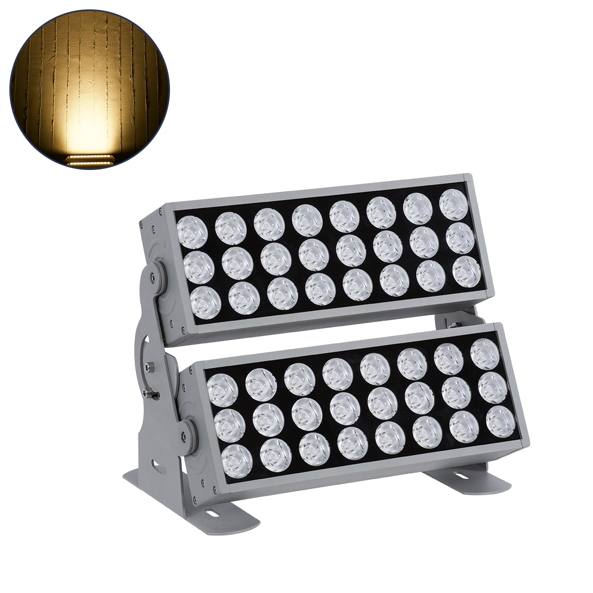 GloboStar® FLOOD-ZENA 90220 Προβολέας Wall Washer για Φωτισμό Κτιρίων LED 120W 10800lm 3° DC 24V Αδιάβροχο IP65 L38 x W30.5 x H24cm Θερμό Λευκό 2700K - Ασημί - ledmania.gr