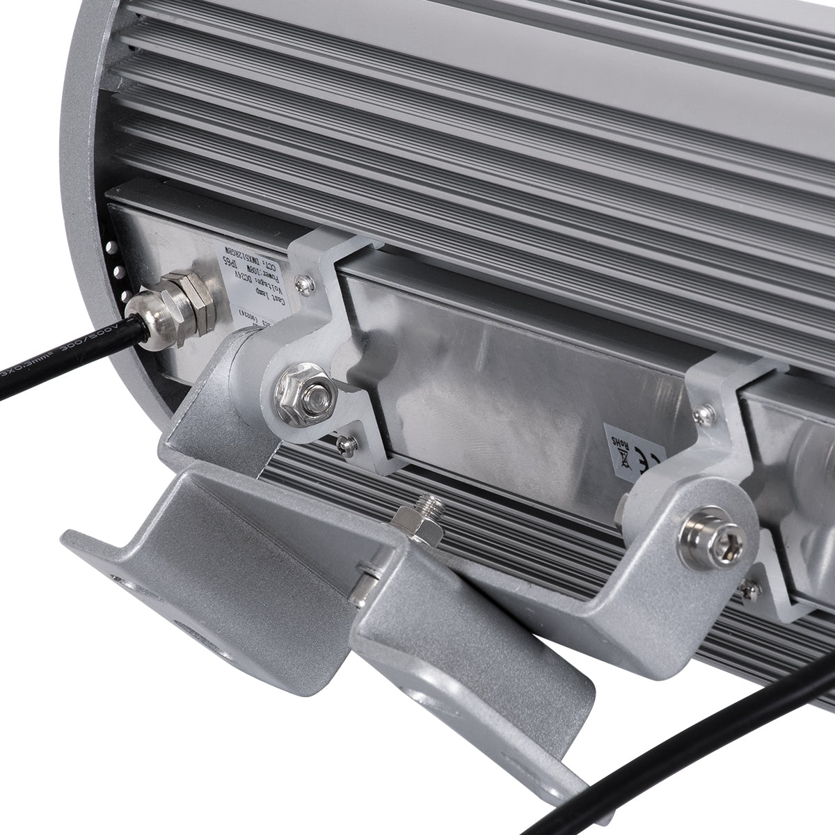 GloboStar® FLOOD-TENA 90224 Προβολέας Wall Washer για Φωτισμό Κτιρίων LED 150W 12750lm 10° DC 24V Αδιάβροχο IP65 Μ43.5 x Π15.5 x Υ18cm RGBW DMX512 - Ασημί - ledmania.gr