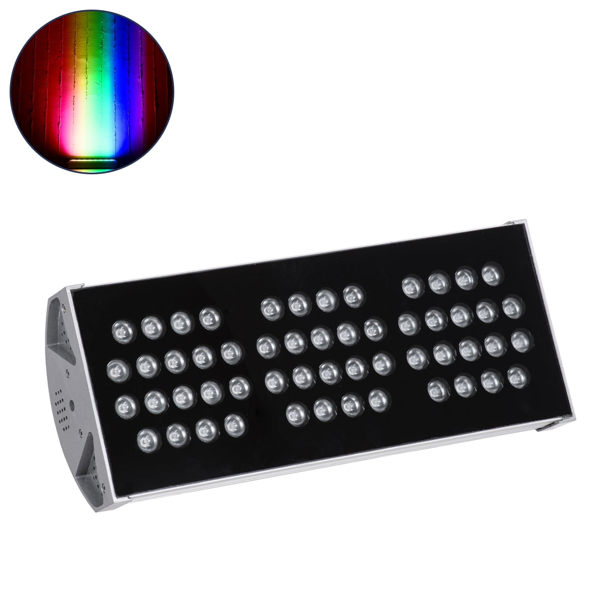 GloboStar® FLOOD-TENA 90224 Προβολέας Wall Washer για Φωτισμό Κτιρίων LED 150W 12750lm 10° DC 24V Αδιάβροχο IP65 Μ43.5 x Π15.5 x Υ18cm RGBW DMX512 - Ασημί - ledmania.gr