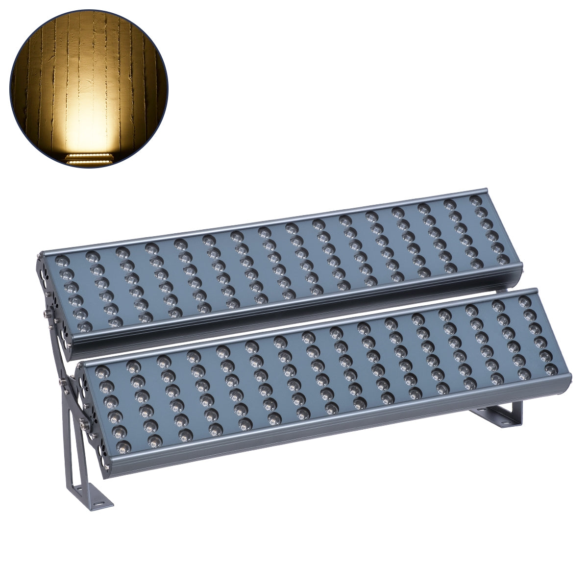 GloboStar® FLOOD-TENA 90225 Προβολέας Wall Washer για Φωτισμό Κτιρίων LED 192W 17280lm 10° DC 24V Αδιάβροχο IP65 L68.5 x W33 x H24cm Θερμό Λευκό 2700K - Ασημί - ledmania.gr