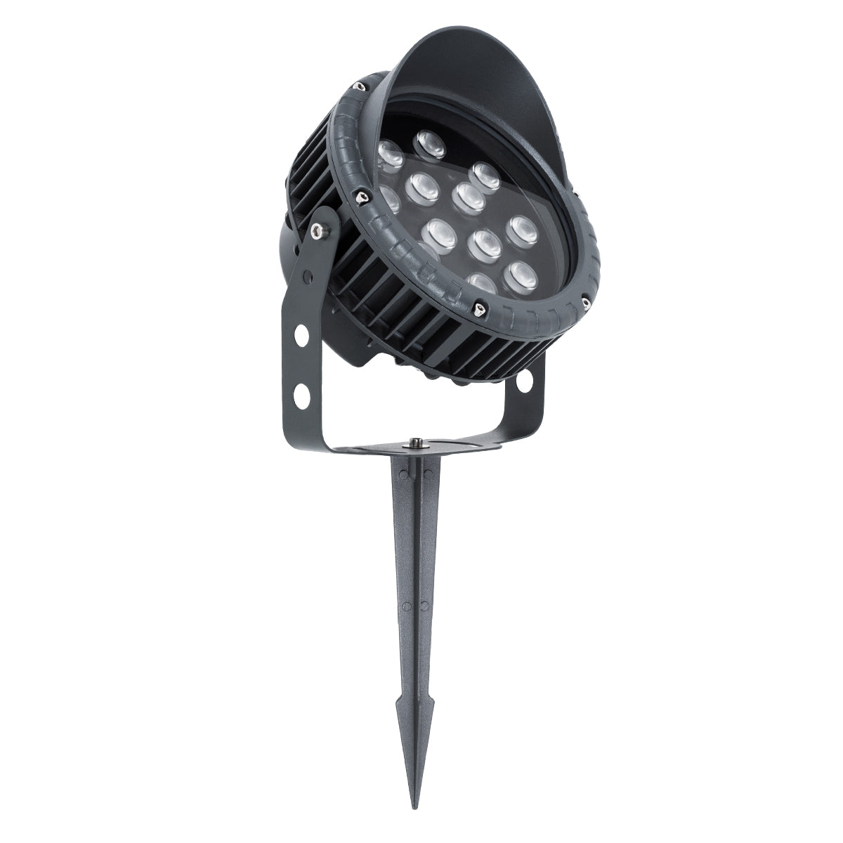 GloboStar® TREELIGHT-VINA 90362 Σποτ Φωτισμού Wall Washer με Αντιθαμβωτική Γρίλια Ειδικό για Φυτά - Δέντρα με Βάση Κήπου / Καρφωτό LED 24W 2040lm 10° DC 24V Αδιάβροχο IP65 L21.5 x W18.3 x H14cm RGBW DMX512 - Γκρι Ανθρακί - ledmania.gr