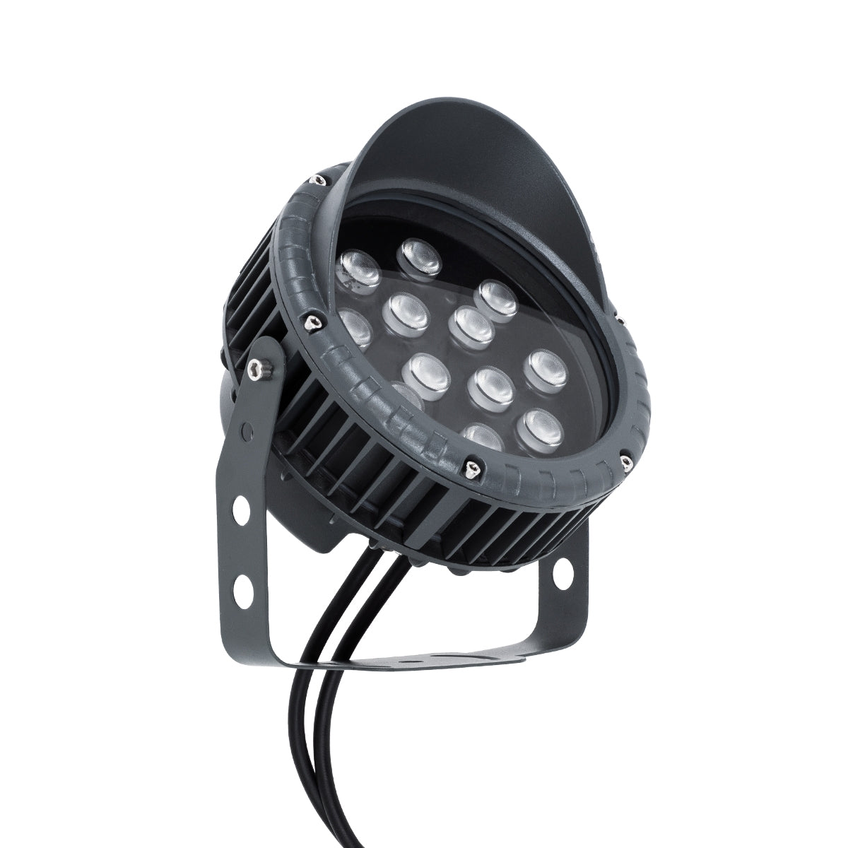 GloboStar® TREELIGHT-VINA 90362 Σποτ Φωτισμού Wall Washer με Αντιθαμβωτική Γρίλια Ειδικό για Φυτά - Δέντρα με Βάση Κήπου / Καρφωτό LED 24W 2040lm 10° DC 24V Αδιάβροχο IP65 L21.5 x W18.3 x H14cm RGBW DMX512 - Γκρι Ανθρακί - ledmania.gr