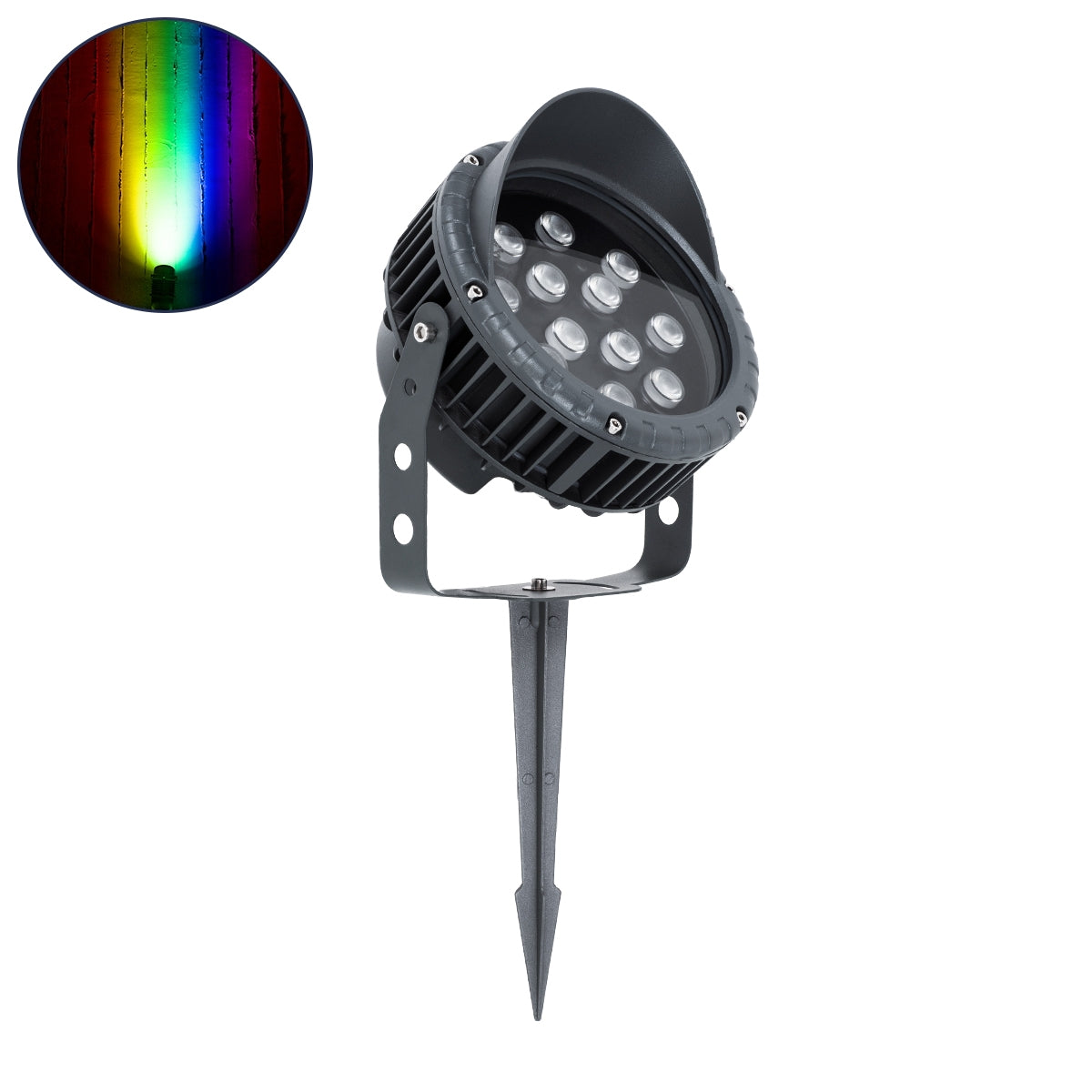 GloboStar® TREELIGHT-VINA 90362 Σποτ Φωτισμού Wall Washer με Αντιθαμβωτική Γρίλια Ειδικό για Φυτά - Δέντρα με Βάση Κήπου / Καρφωτό LED 24W 2040lm 10° DC 24V Αδιάβροχο IP65 L21.5 x W18.3 x H14cm RGBW DMX512 - Γκρι Ανθρακί - ledmania.gr