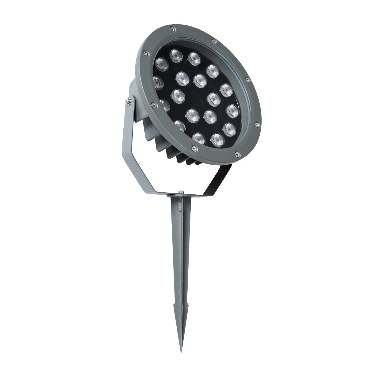 GloboStar® TREELIGHT-RIVA 90366 Σποτ Φωτισμού Ειδικό για Φυτά - Δέντρα με Βάση Κήπου / Καρφωτό LED 24W 2040lm 10° DC 24V Αδιάβροχο IP67 Φ20.5 x Υ6.5cm RGBW DMX512 - Γκρι Ανθρακί - 3 Years Warranty - ledmania.gr
