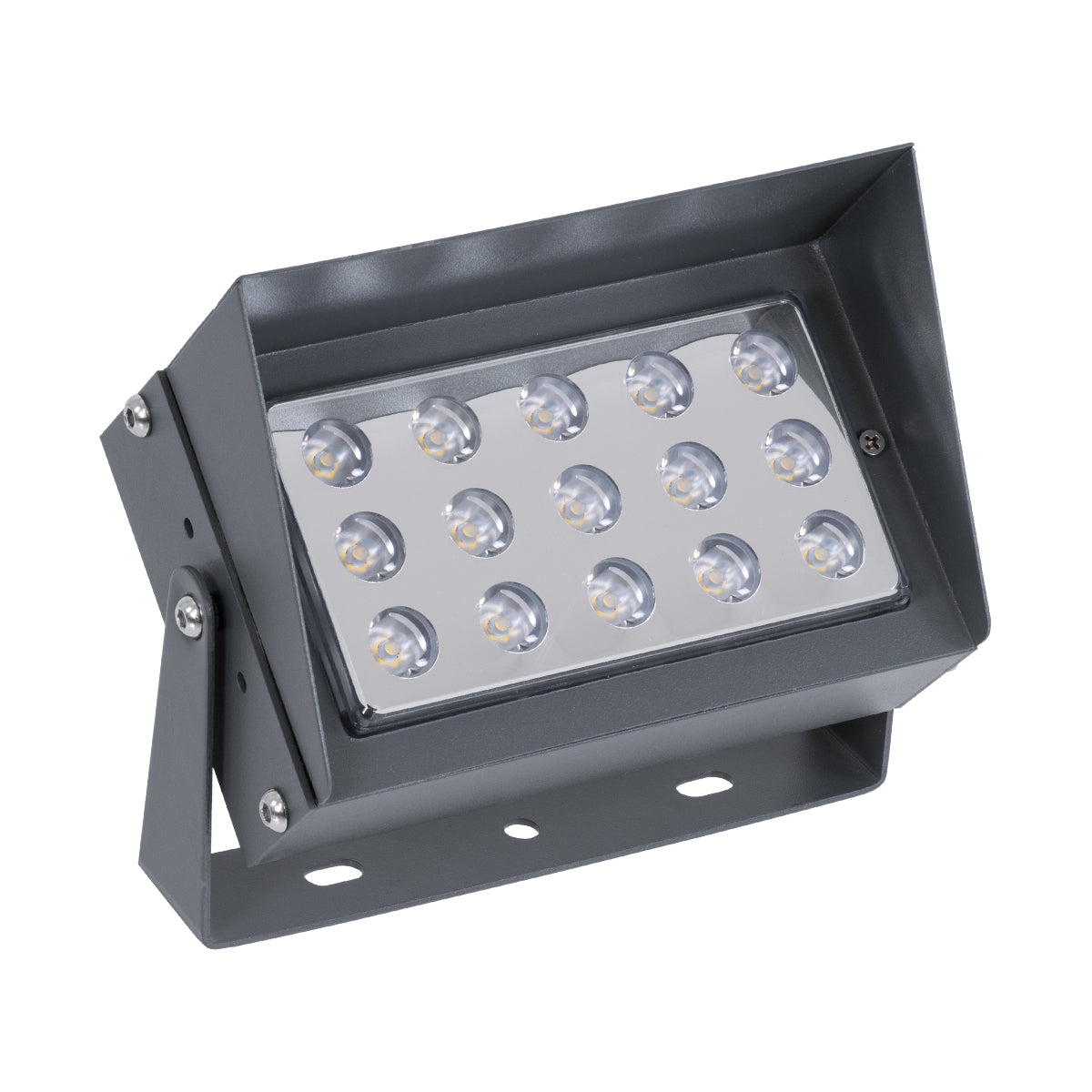 GloboStar® FLOOD-KAMY 90372 Προβολέας Wall Washer με Αντιθαμβωτική Γρίλια για Φωτισμό Κτιρίων LED 30W 2700lm 5° DC 24V Αδιάβροχο IP65 L19.5 x W10.7 x H9.5cm Θερμό Λευκό 3000K - Γκρι Ανθρακί - 3 Years Warranty - ledmania.gr