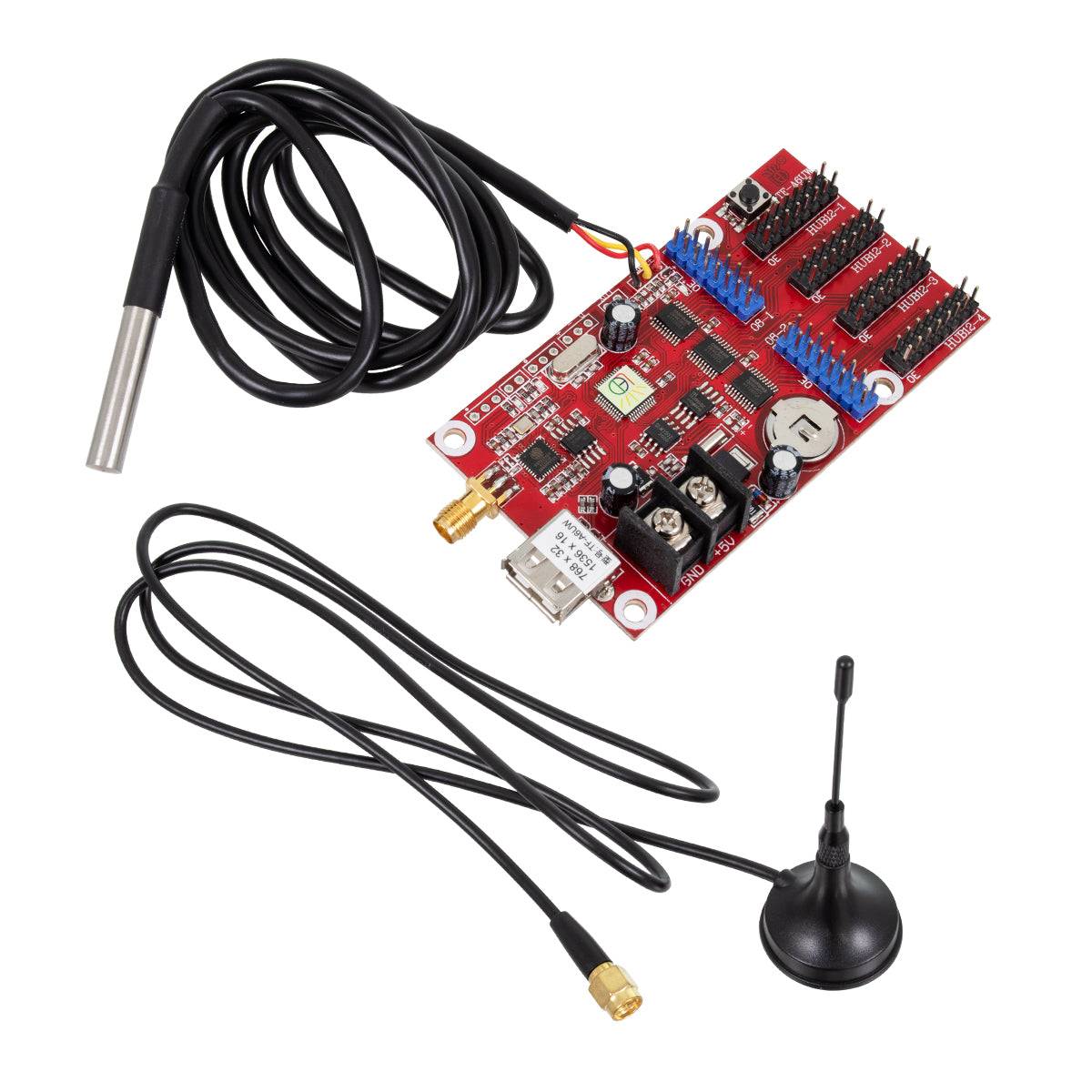 GloboStar® 90388 Ασύρματος Controller WiFi TF-A6UW-4 με Είσοδο USB και Αισθητήρα Θερμοκρασίας με 4 Εξόδους HUB για Μονόχρωμη Κυλιόμενη Πινακίδα LED - ledmania.gr