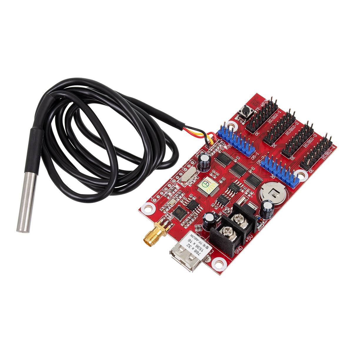 GloboStar® 90388 Ασύρματος Controller WiFi TF-A6UW-4 με Είσοδο USB και Αισθητήρα Θερμοκρασίας με 4 Εξόδους HUB για Μονόχρωμη Κυλιόμενη Πινακίδα LED - ledmania.gr