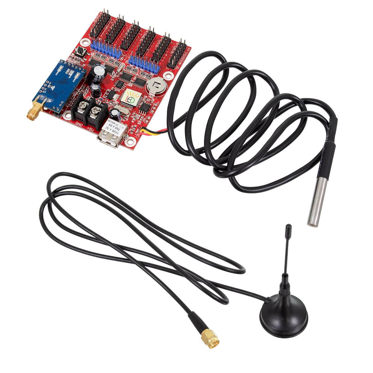 GloboStar® 90389 Ασύρματος Controller WiFi TF-M6UW-6 με Είσοδο USB και Αισθητήρα Θερμοκρασίας με 6 Εξόδους HUB για Μονόχρωμη Κυλιόμενη Πινακίδα LED - ledmania.gr