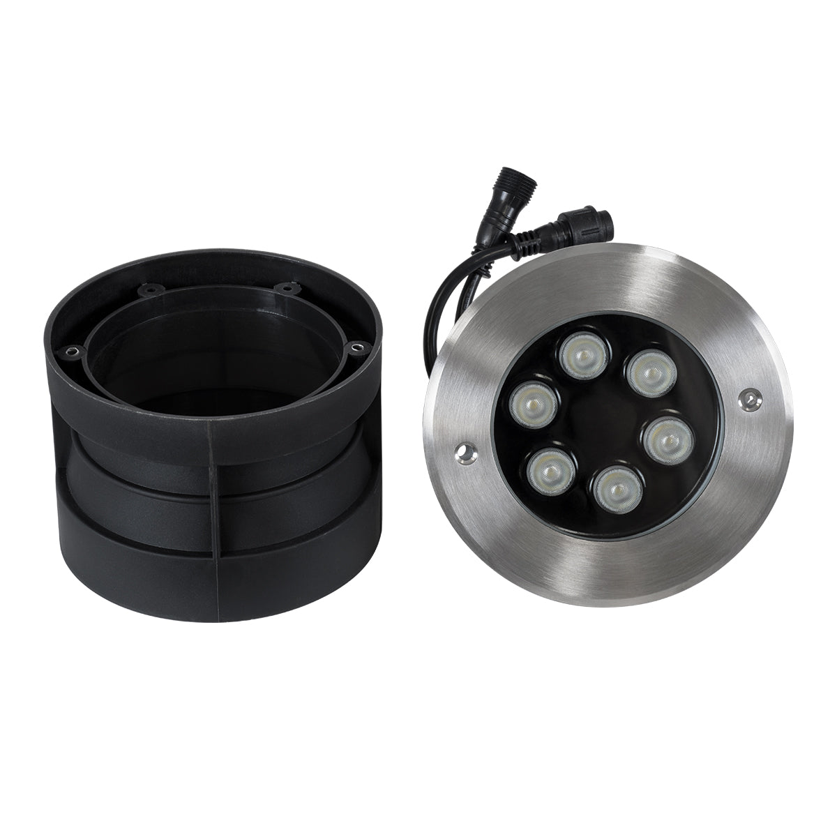 GloboStar® UNDERWATER-YUNI 90419 Υποβρύχιο Χωνευτό Φωτιστικό Σποτ Ειδικό για Σιντριβάνια LED 6W 510lm 30° DC 24V Αδιάβροχο IP68 Φ15 x Υ10cm RGBW DMX512 - Ανοξείδωτο Ατσάλι - 3 Years Warranty - ledmania.gr