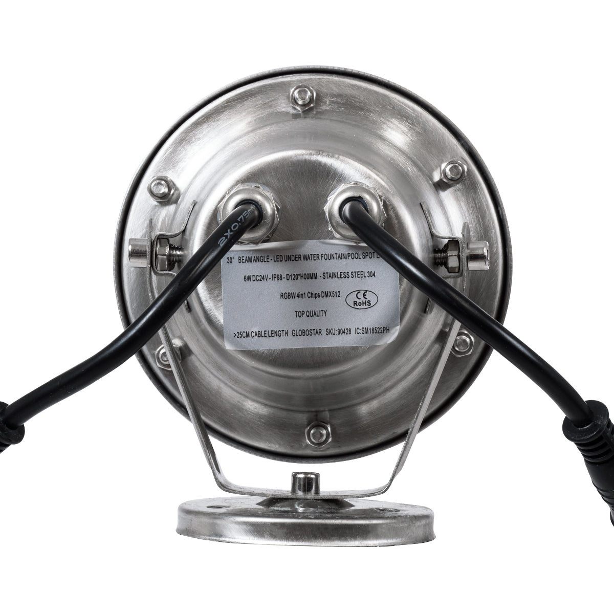 GloboStar® UNDERWATER-DEDY 90428 Υποβρύχιο Επιφανειακό Φωτιστικό Σποτ Ειδικό για Σιντριβάνια - Πισίνες - Τζακούζι LED 6W 510lm 30° DC 24V Αδιάβροχο IP68 Μ12 x Π7.5 x Υ14.5cm RGBW DMX512 - Ανοξείδωτο Ατσάλι SS304 - 3 Years Warranty - ledmania.gr