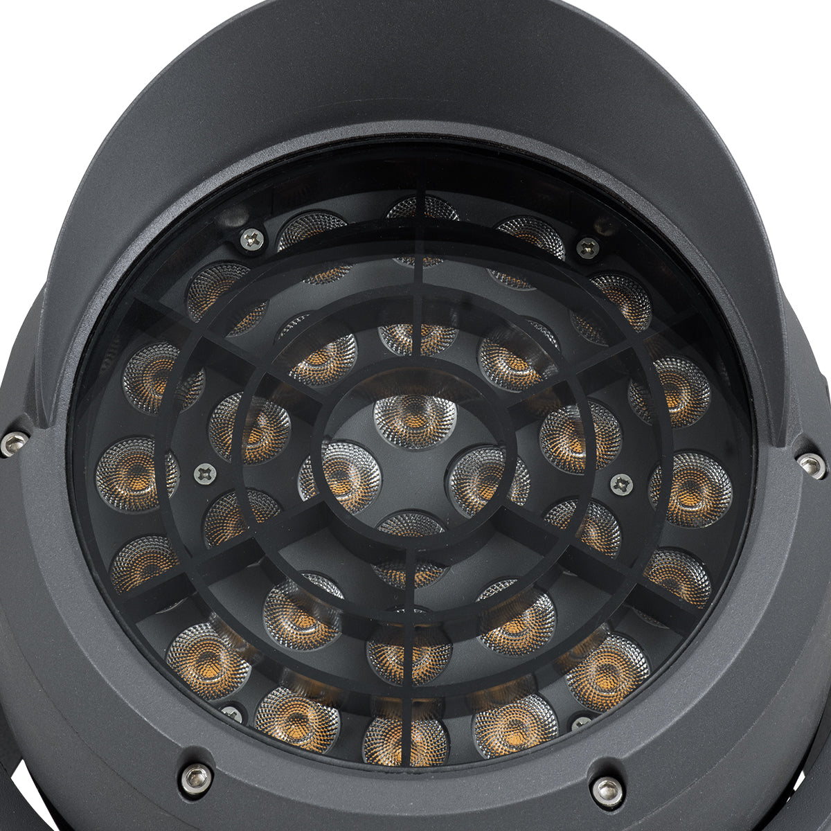 GloboStar® FLOOD-SIMA 90497 Κινούμενος Προβολέας - Σποτ Φωτισμού Wall Washer με Αντιθαμβωτική Γρίλια για Φωτισμό Κτιρίων LED 60W 5400lm 30° DC 24V Αδιάβροχο IP67 Μ29 x Π24 x Υ28.5cm Θερμό Λευκό 2700K - Γκρι Ανθρακί - 3 Years Warranty - ledmania.gr