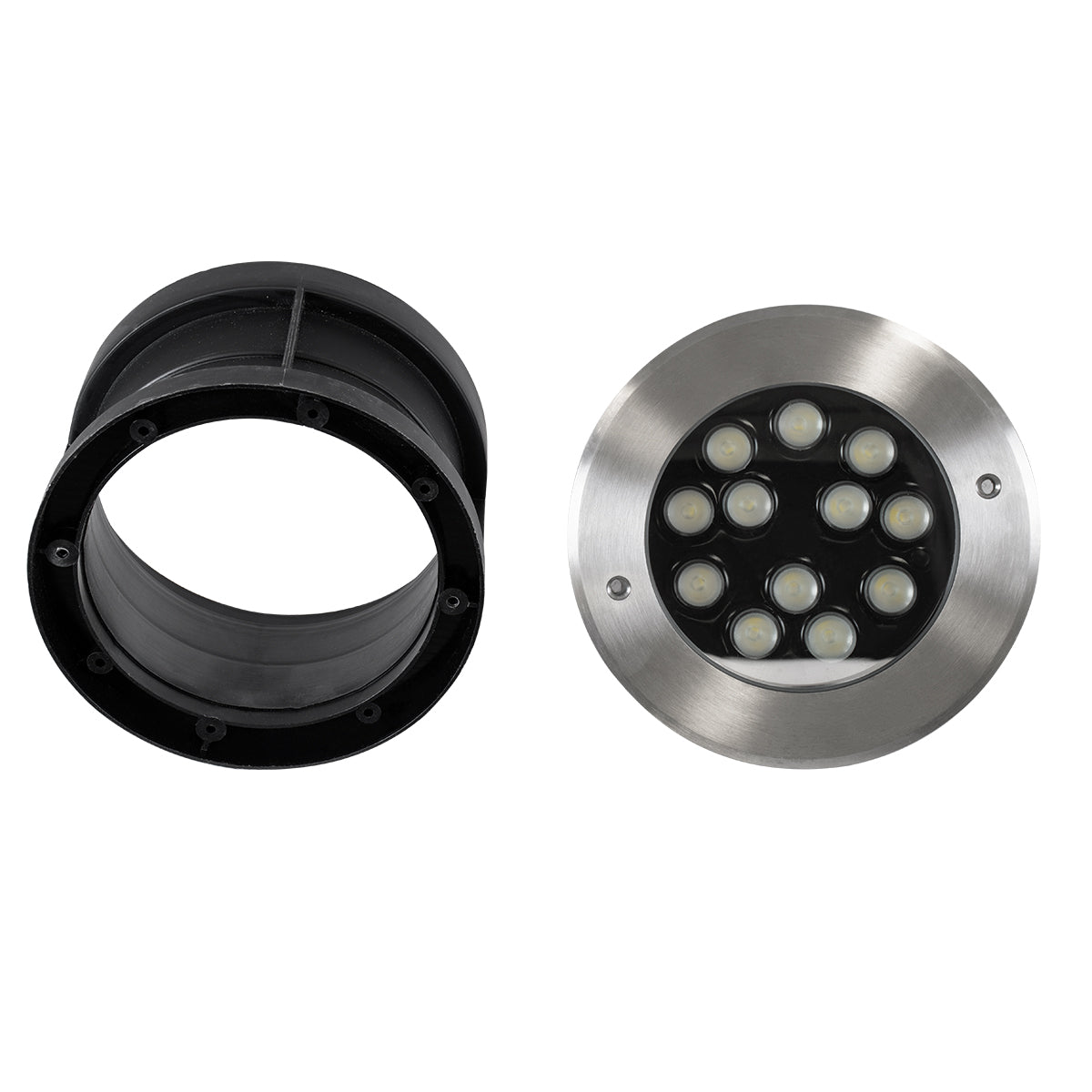 GloboStar® UNDERWATER-JULIA 90570 Υποβρύχιο Χωνευτό Φωτιστικό Σποτ Ειδικό για Σιντριβάνια LED 12W 1020lm 15° DC 24V Αδιάβροχο IP68 Φ18 x Υ11.2cm RGBW DMX512 - Ανοξείδωτο Ατσάλι - 3 Years Warranty - ledmania.gr