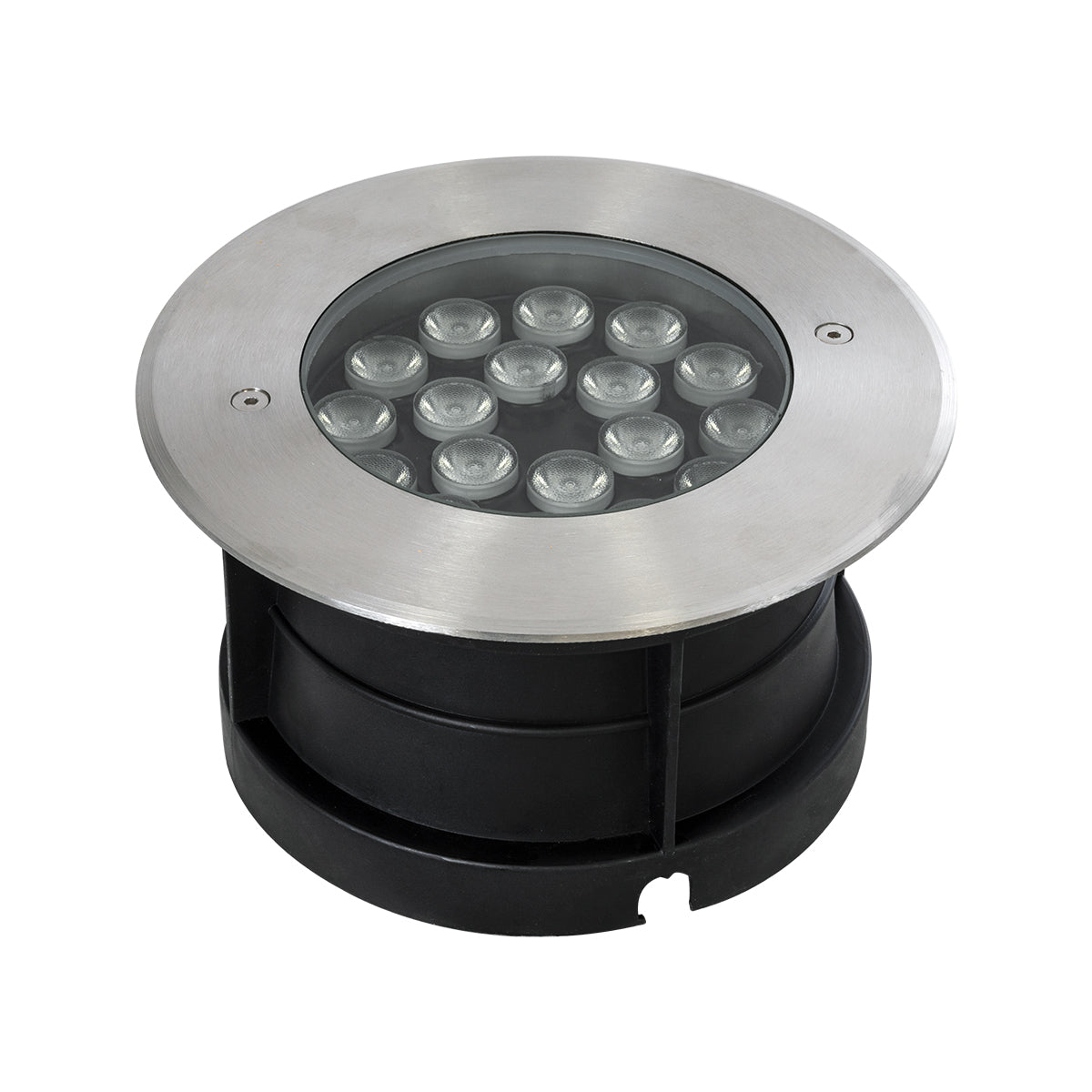 GloboStar® UNDERGROUND-SINA 90573 Χωνευτό Φωτιστικό Σποτ Δαπέδου LED 18W 1530lm 15° DC 24V Αδιάβροχο IP68 Φ20 x Υ11cm RGBW DMX512 - Ανοξείδωτο Ατσάλι - 3 Χρόνια Εγγύηση - ledmania.gr